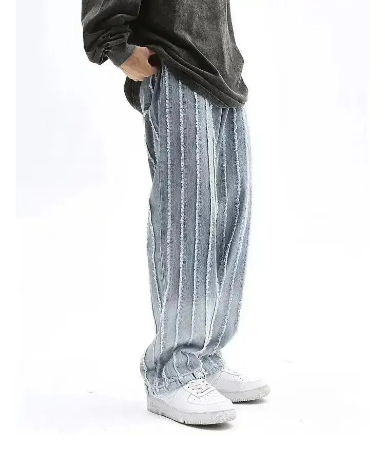 Japanese Brand Striped Baggy Flared Wide Leg Jeans y2k retro Size US 32 / EU 48 - 2 Thumbnail
