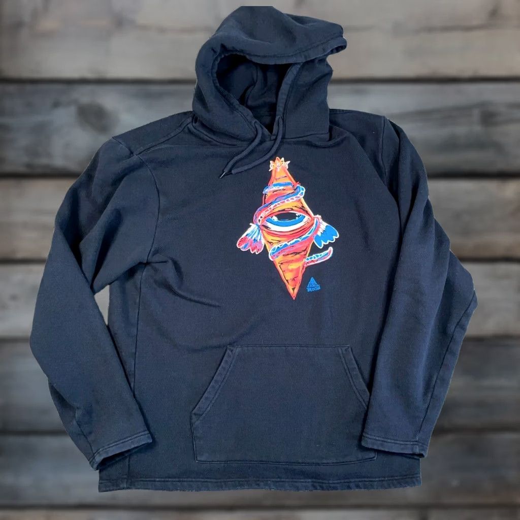 Brixton Brixton Shirt Mens XL Black Visual Relay Print Hoodie Adult Drawstring Sweatshirt Feather Size US XL / EU 56 / 4 - 1 Thumbnail