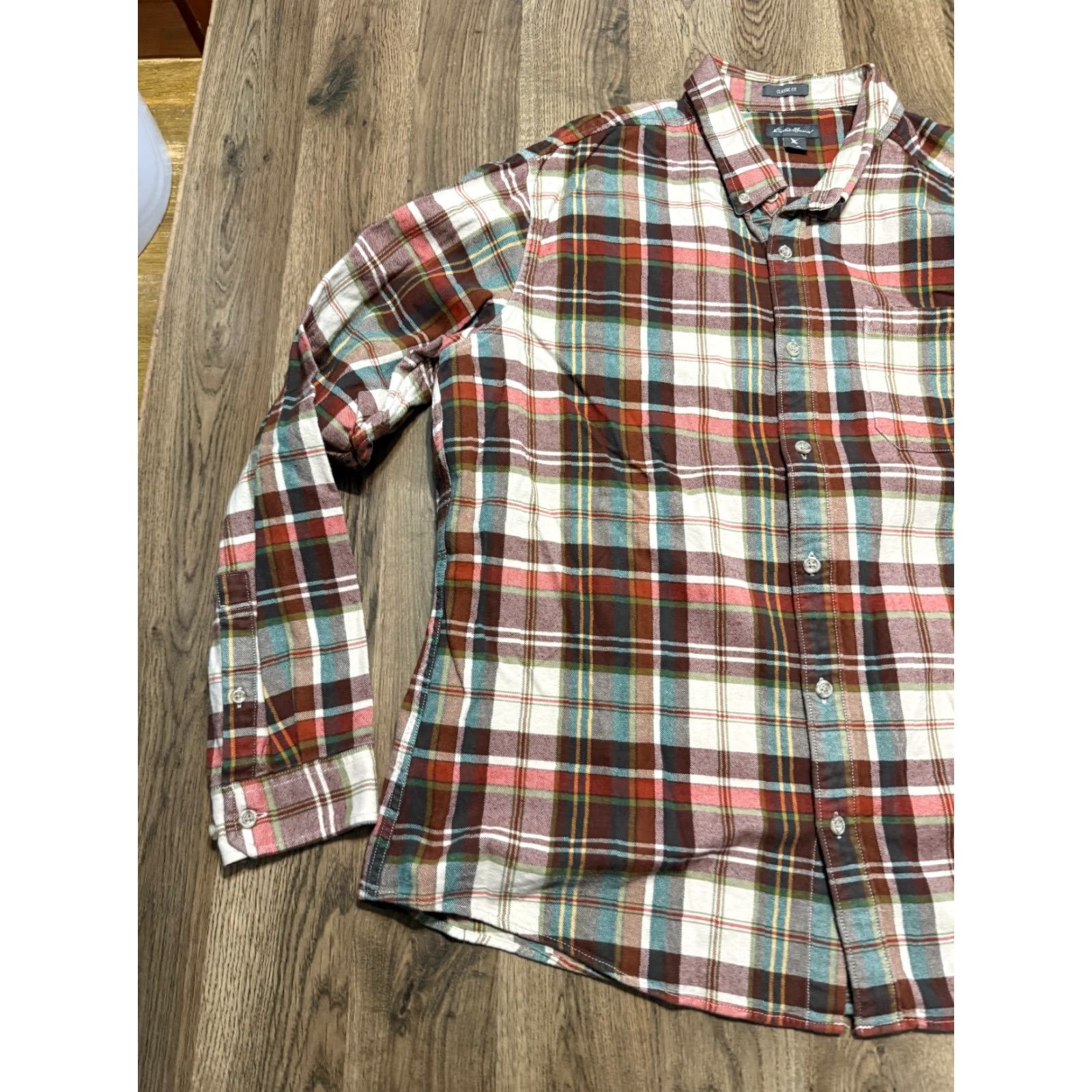Eddie Bauer Eddie Bauer Shirt Men XL Plaid Long Sleeve Button Up Green Red White Yellow Collared Pocketed Casual/Classic Mens Size US XL / EU 56 / 4 - 3 Thumbnail