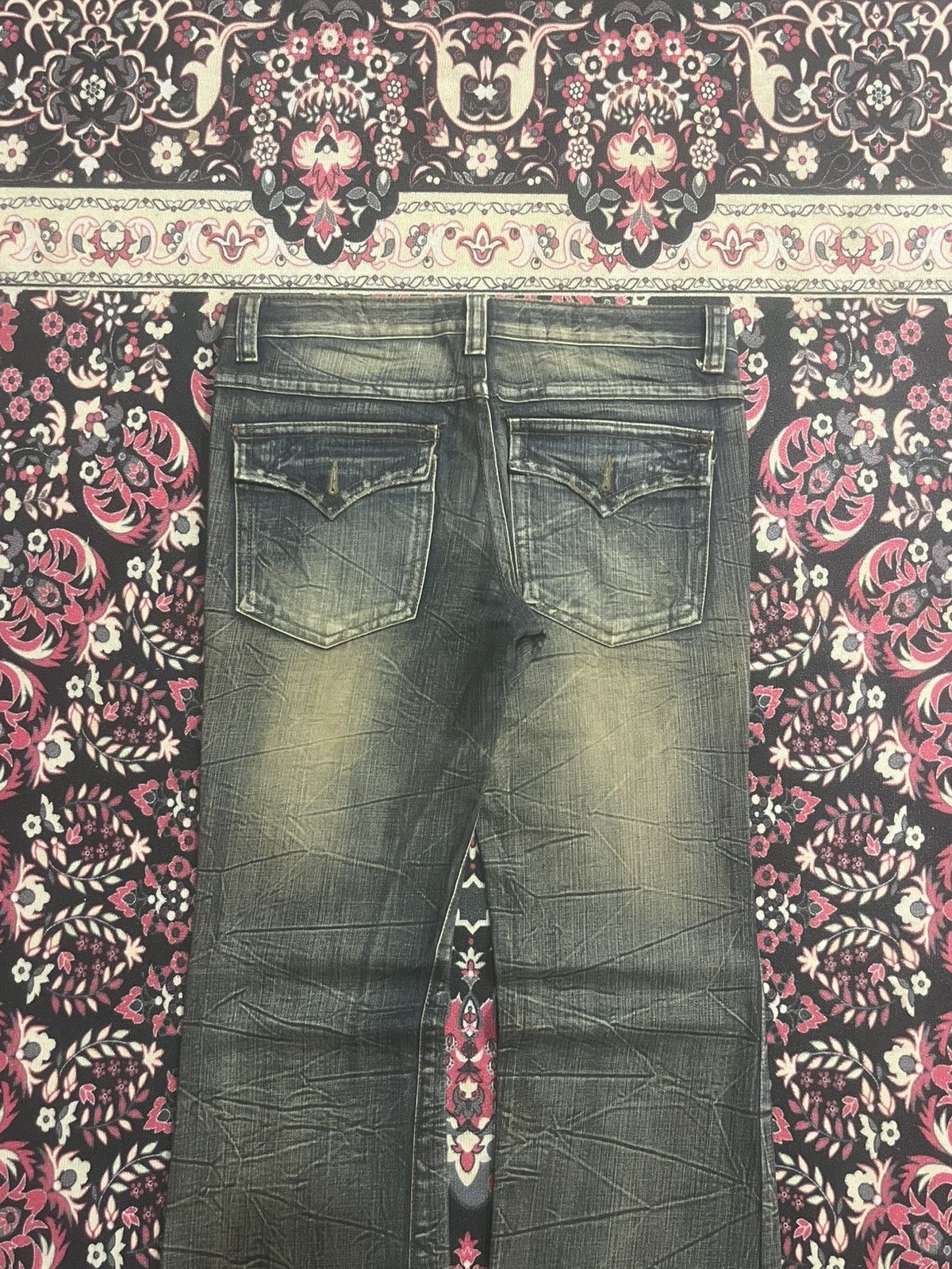 Number (N)ine Japanese Brand Mud Washed Distressed Glass Crack Flare Jeans Size US 32 / EU 48 - 6 Thumbnail