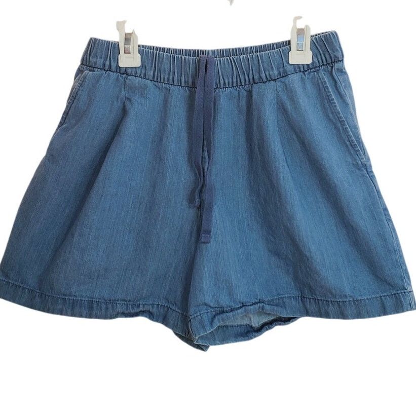 Uniqlo UNIQLO Blue Chambray Denim Drawstring Shorts Pockets Small Size 27" / US 4 / IT 40 - 1 Thumbnail
