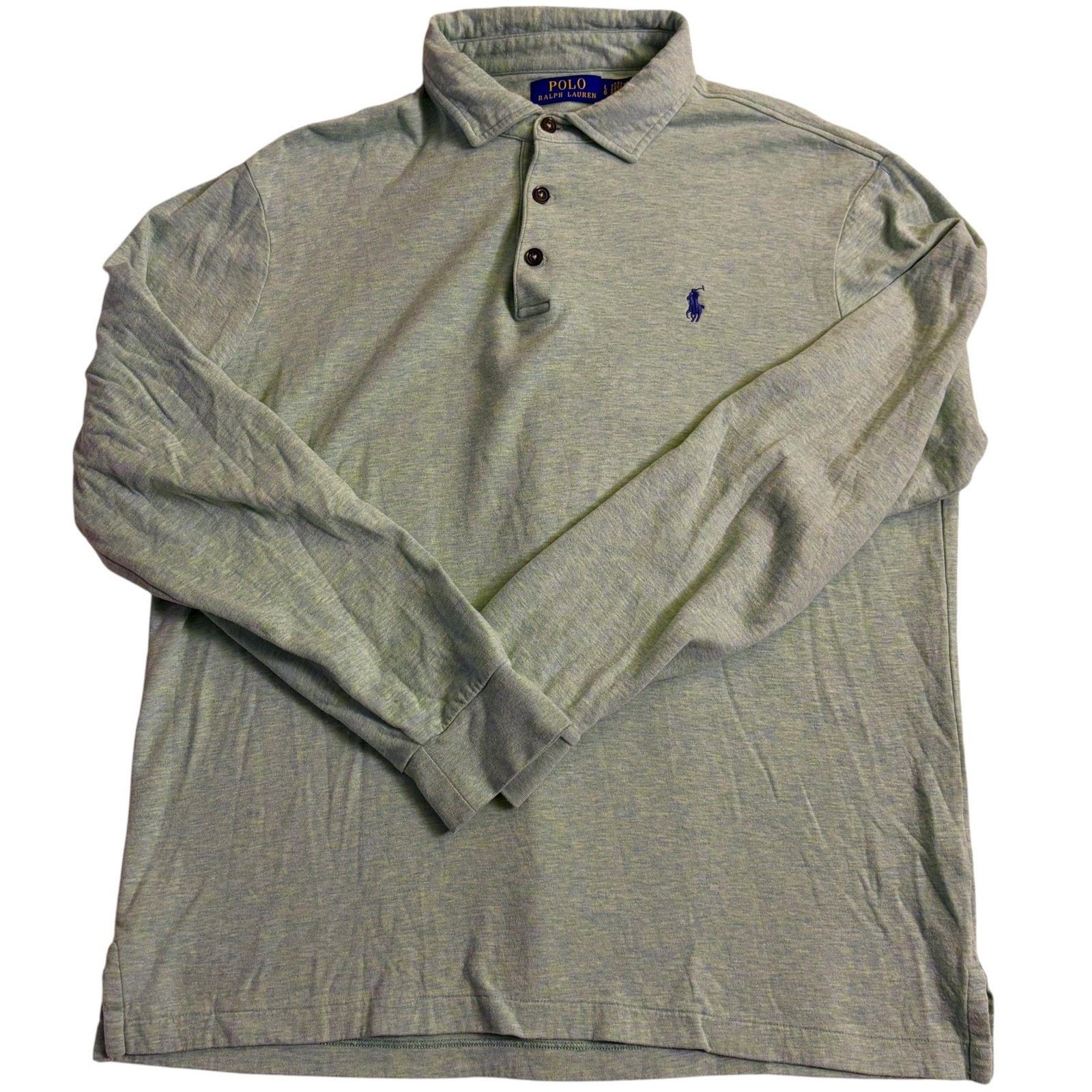 Polo Ralph Lauren Ralph Lauren Long Sleeve Polo Shirt Mens Large Heather Green Size US L / EU 52-54 / 3 - 1 Thumbnail