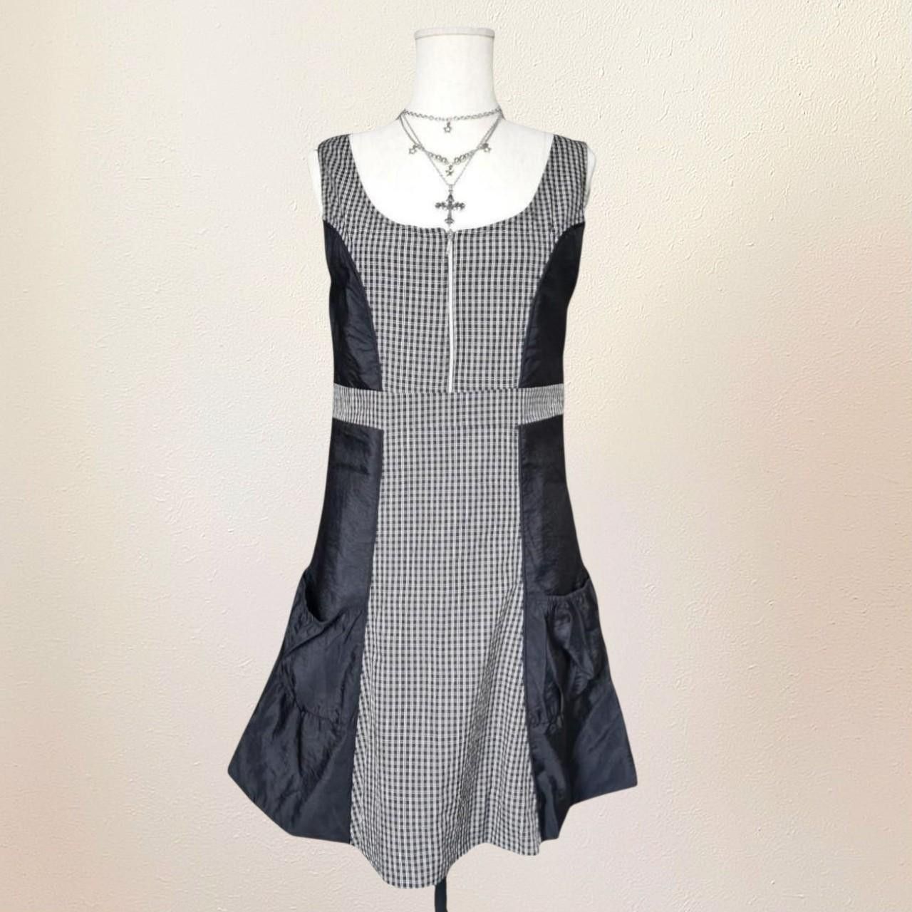 Cop Copine Gorpcore Black Gingham Dress with Zipper, utility, dystopian Size S / US 4 / IT 40 - 3 Thumbnail