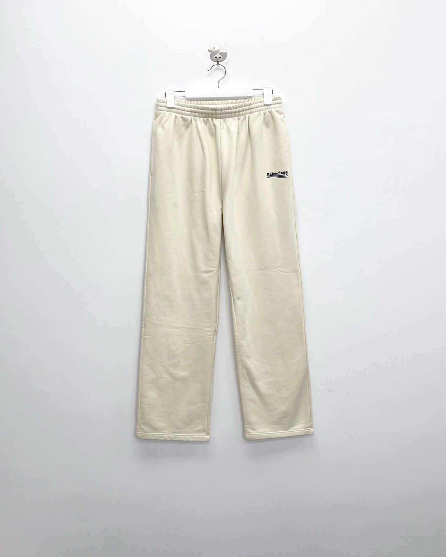 Balenciaga balenciaga cream logo embroidered sweatpants Size US 26 / EU 42 - 1 Thumbnail