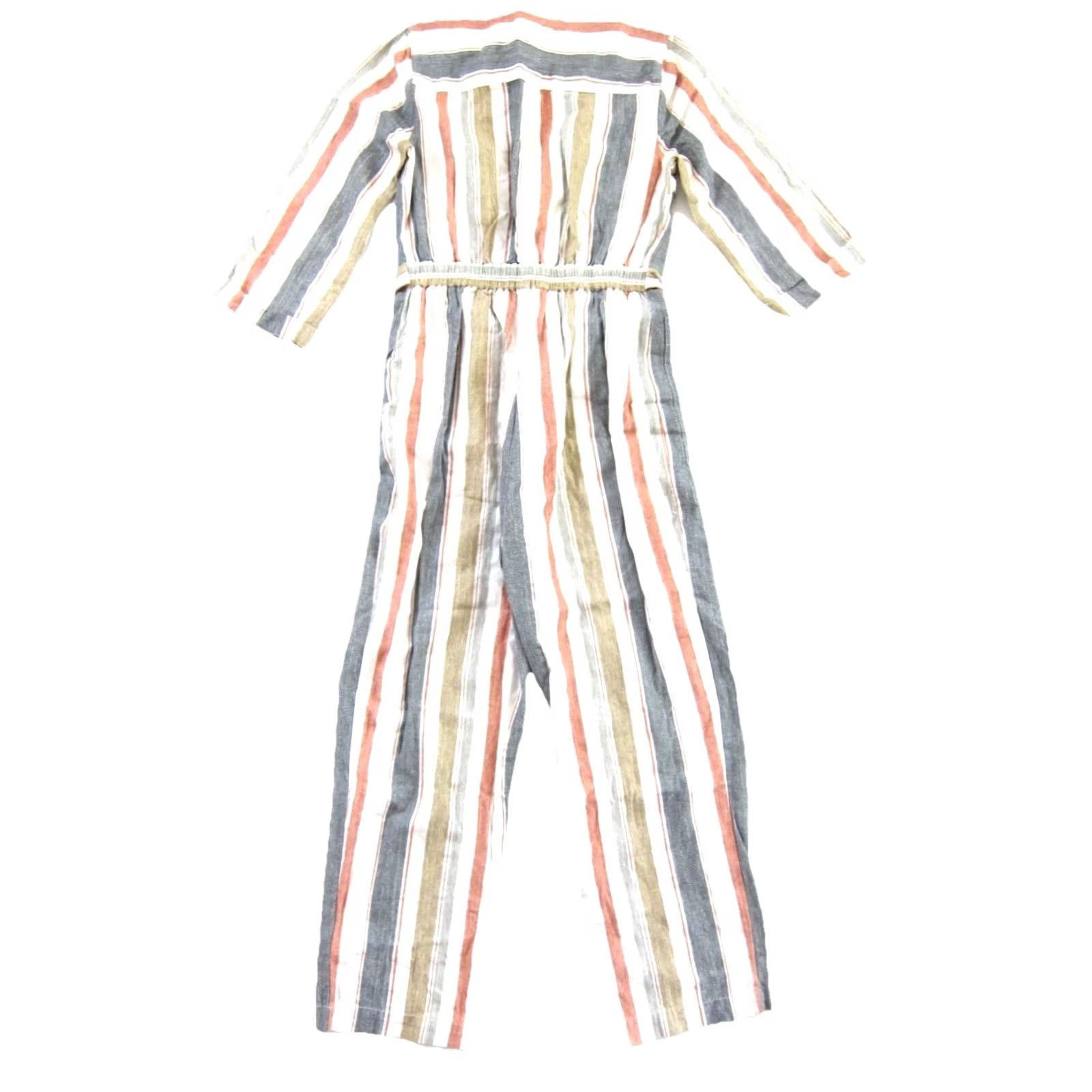 Madewell Madewell Cotton Canvas Green Orange Striped Pocket Zip Overall Jumpsuit Size 0 Size 25" / US 0 / IT 36 - 4 Thumbnail