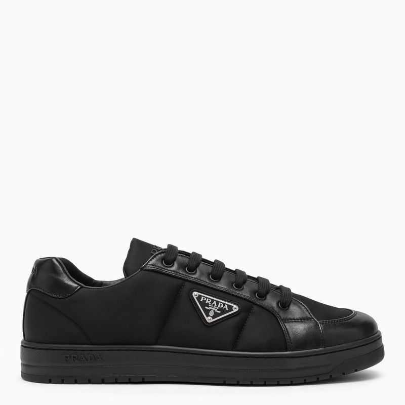 image of Prada Low Black Re-Nylon And Leather Trainer Size Uk 7, Men's