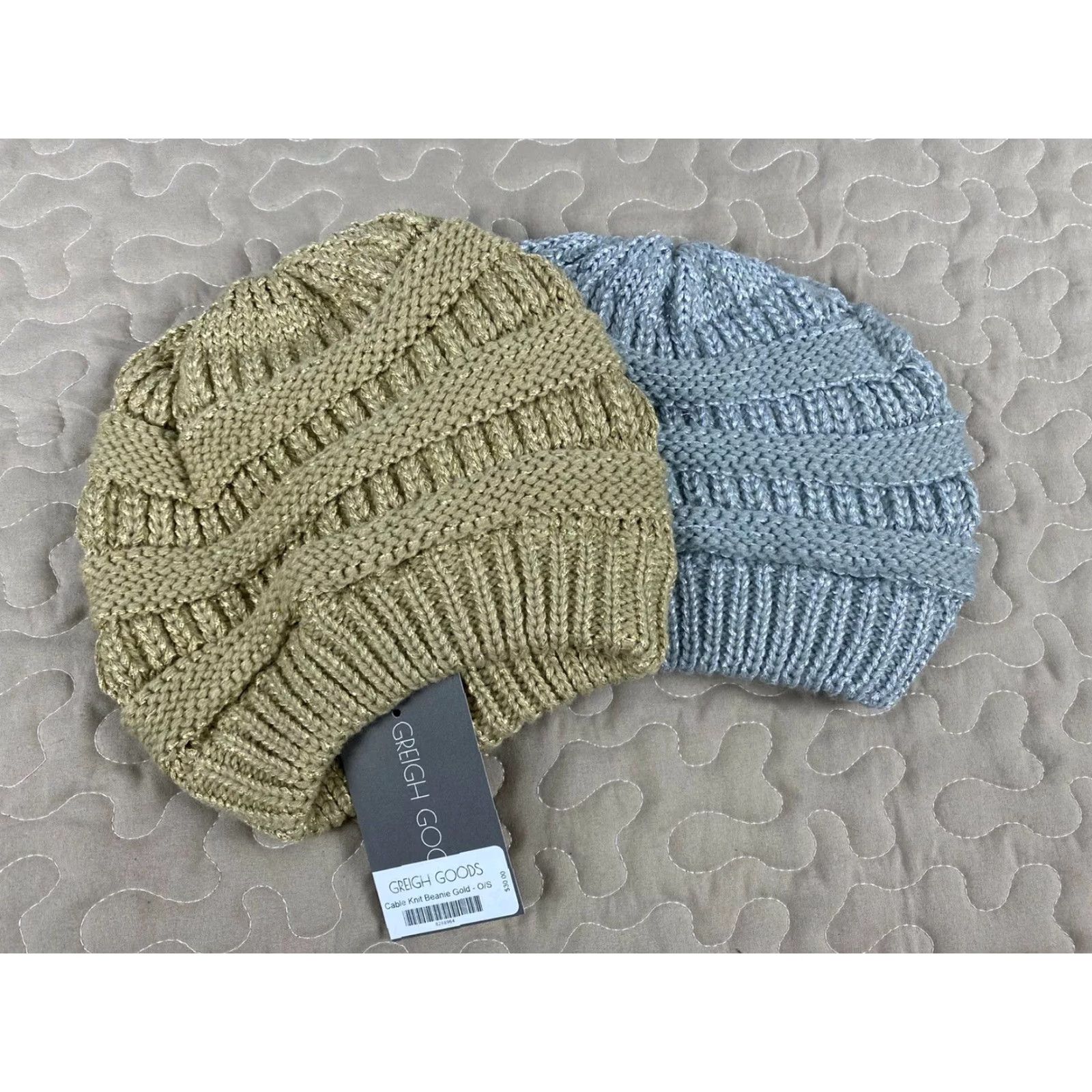 Vintage VINTAGE? (No) Greigh Goods Womens Cable Knit Beanie Hat 2 Silver BNWT New Cap Knit Women One Size Silver Beanie Girls Womens Size ONE SIZE - 2 Thumbnail