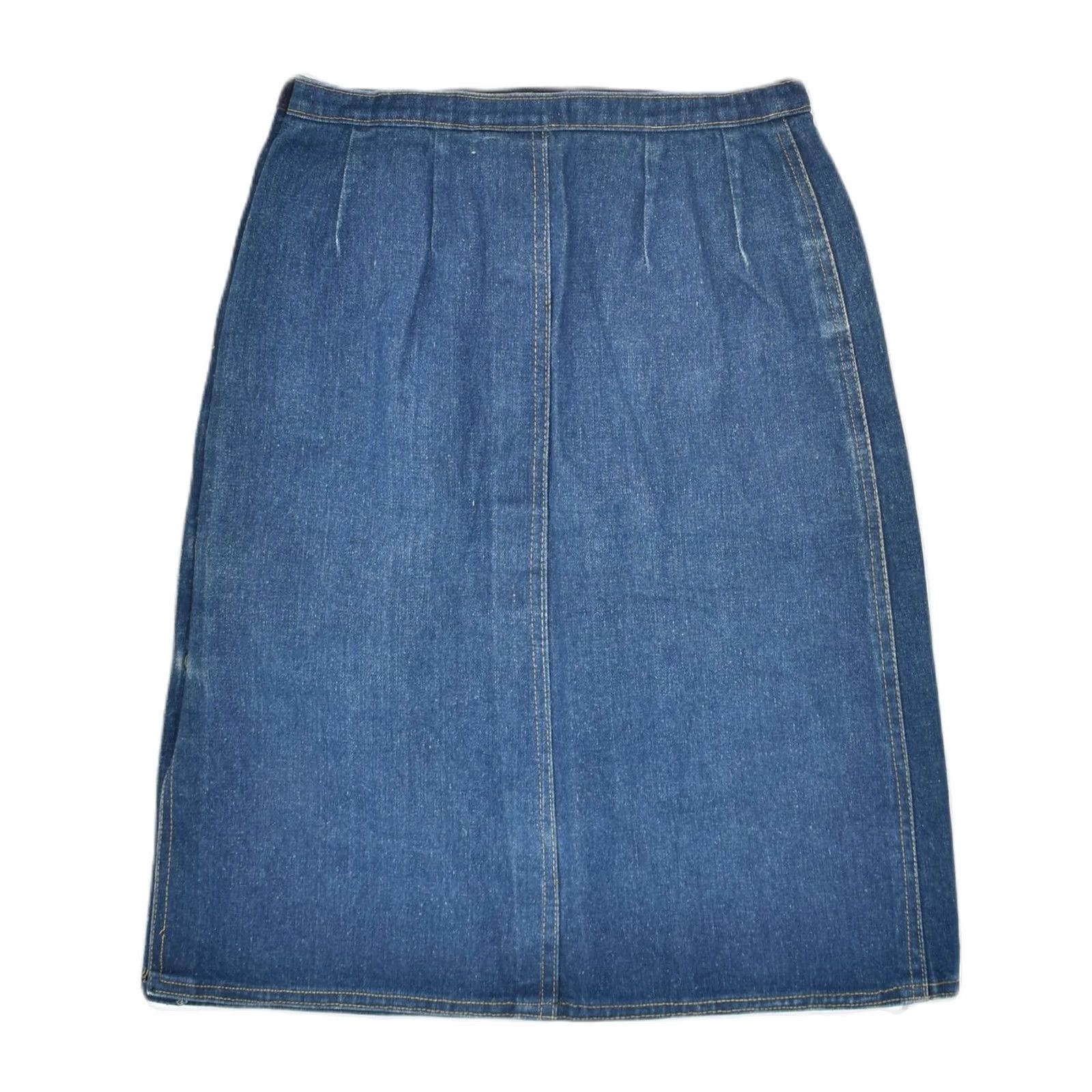 Denime VINTAGE Womens Denim Skirt Blue Cotton Small W26 AK24 Size 26" / US 2 / IT 38 - 2 Thumbnail