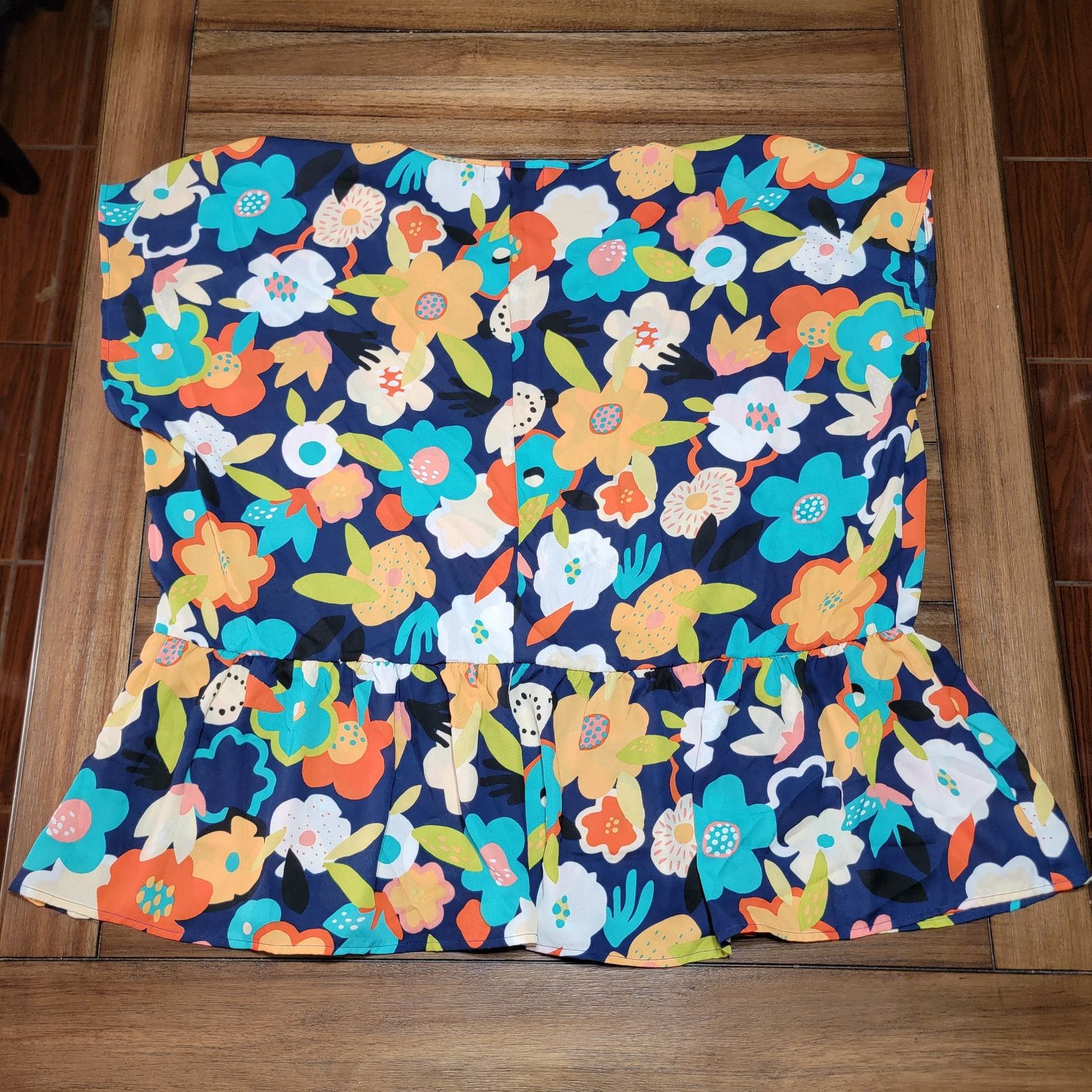 Other Haptics by Holly Harper Multi-Color Floral Blouse - Size 2X Size XXL / US 16-18 / IT 52-54 - 3 Thumbnail