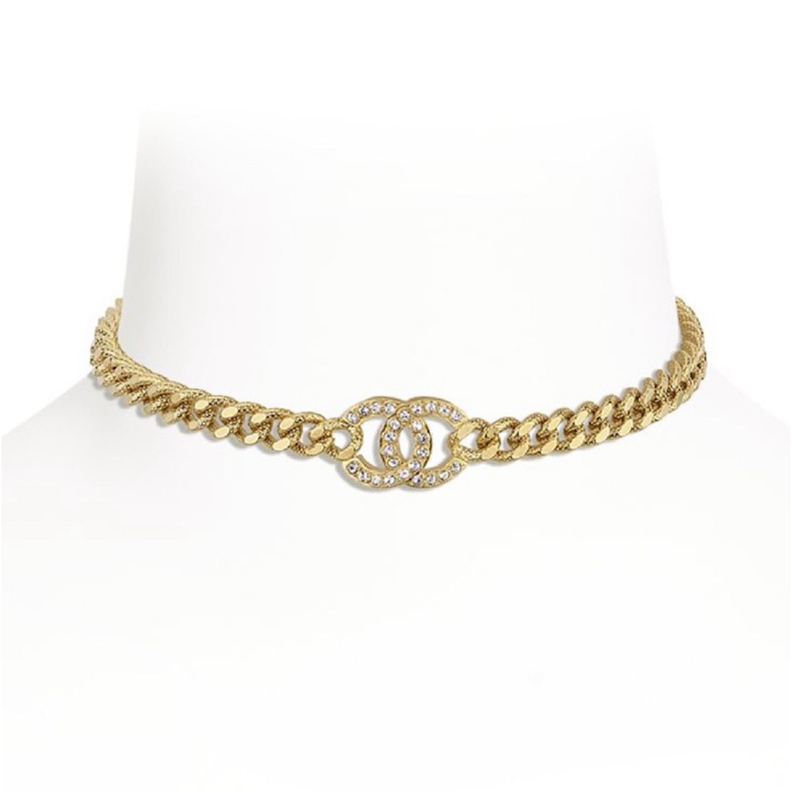 Chanel Chanel REV Gold Golden Crystal Choker Pendant Necklace Size ONE SIZE - 1 Thumbnail