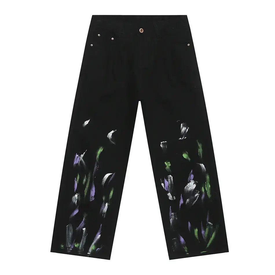Japanese Brand Retro loose graffiti wide leg jeans Size US 32 / EU 48 - 3 Thumbnail