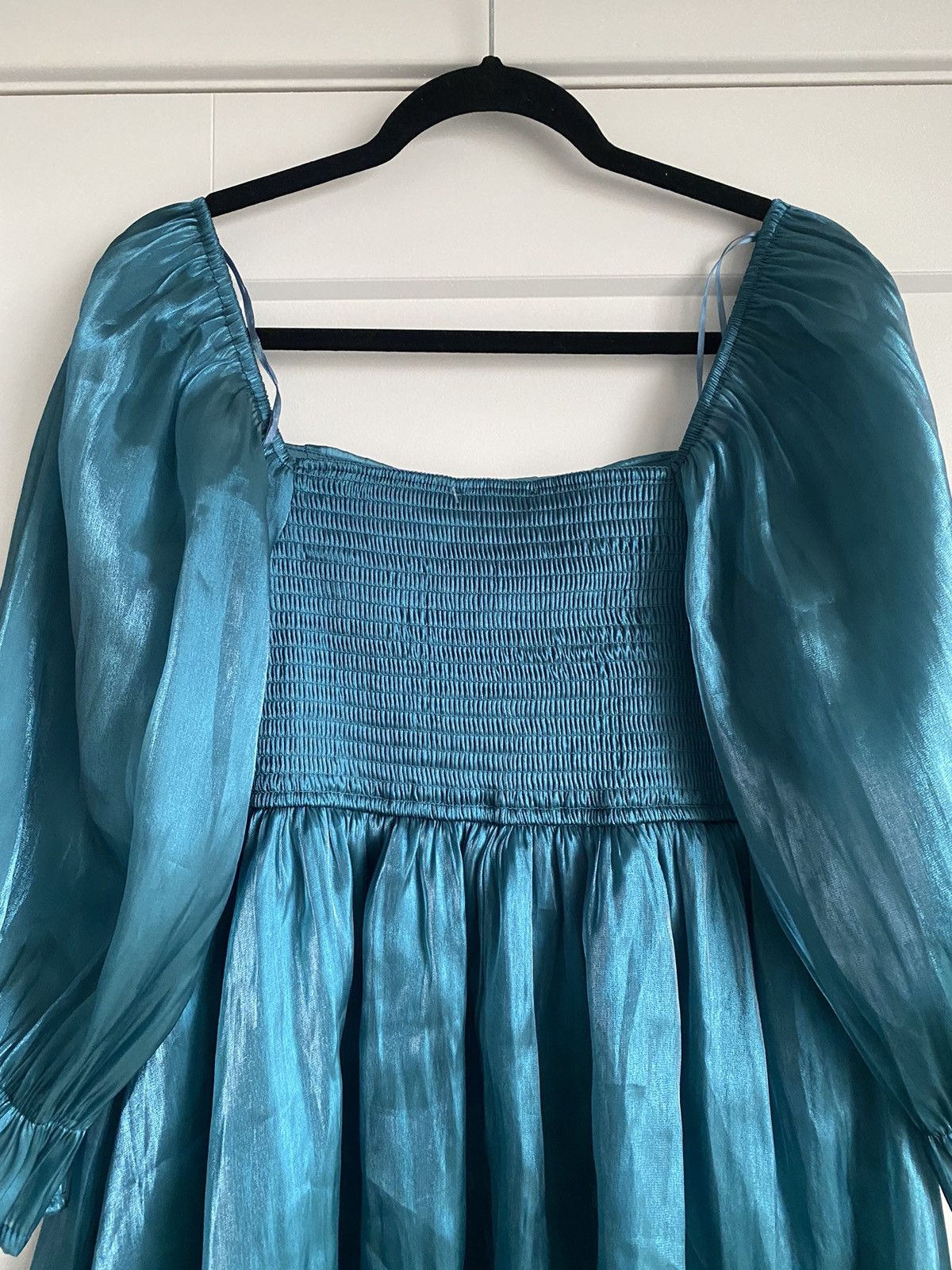 Other Thirty Thirty LA Puff Mini Dress Women Shimmer Teal Gorgeous Size XL / US 12-14 / IT 48-50 - 9 Thumbnail