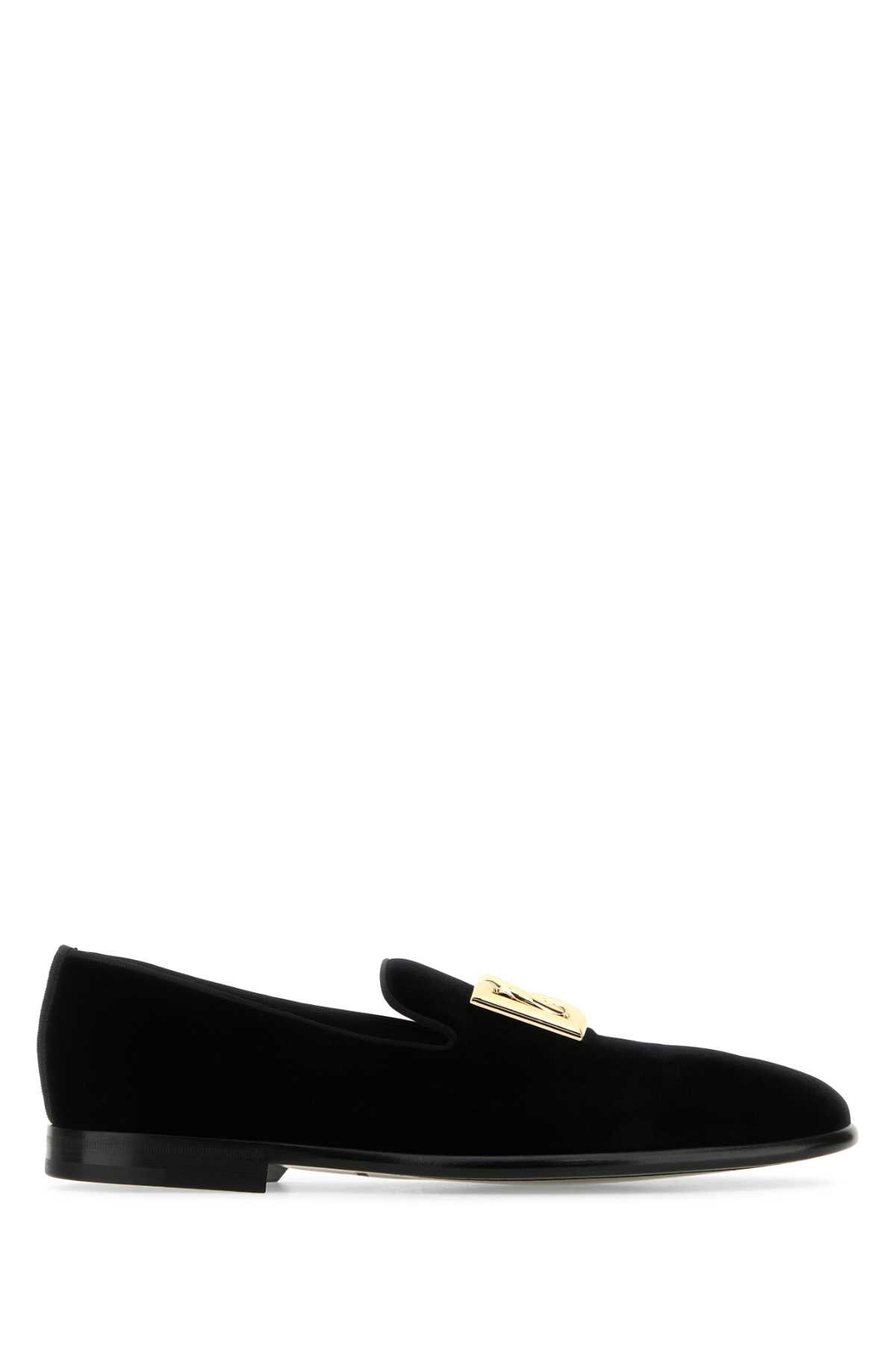Dolce & Gabbana Black Velvet Loafers Formal Shoes main image 0