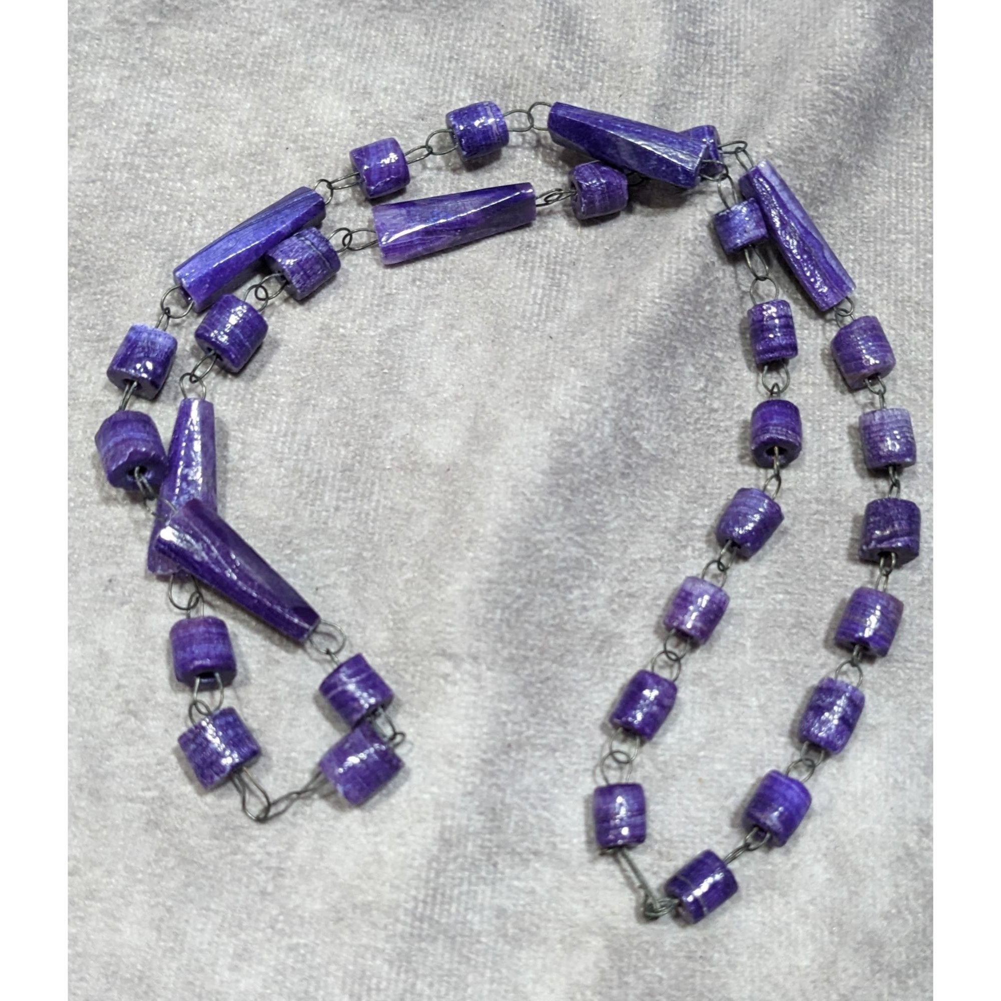 Other Handmade Rustic Purple Carved Stone Beaded Necklace Size ONE SIZE - 6 Thumbnail