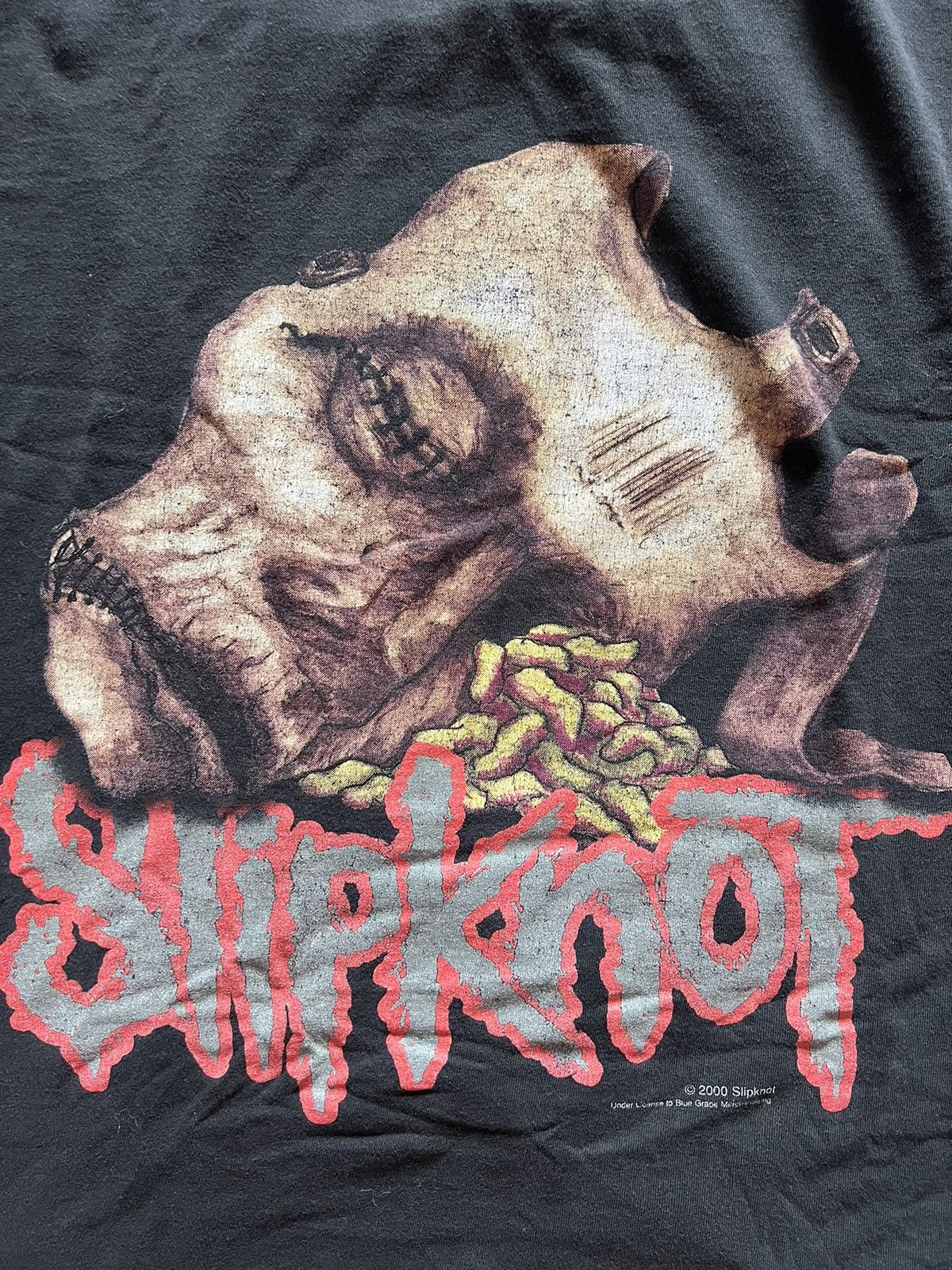 image of Band Tees x Slipknot Vintage 2000 Slipknot Maggot Face Band T-Shirt in Black, Men's (Size 2XL)