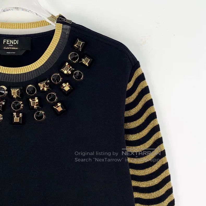 Fendi Fendi Color Blocked Striped Knit Dress with Diamond Accent Size XS / US 0-2 / IT 36-38 - 3 Thumbnail