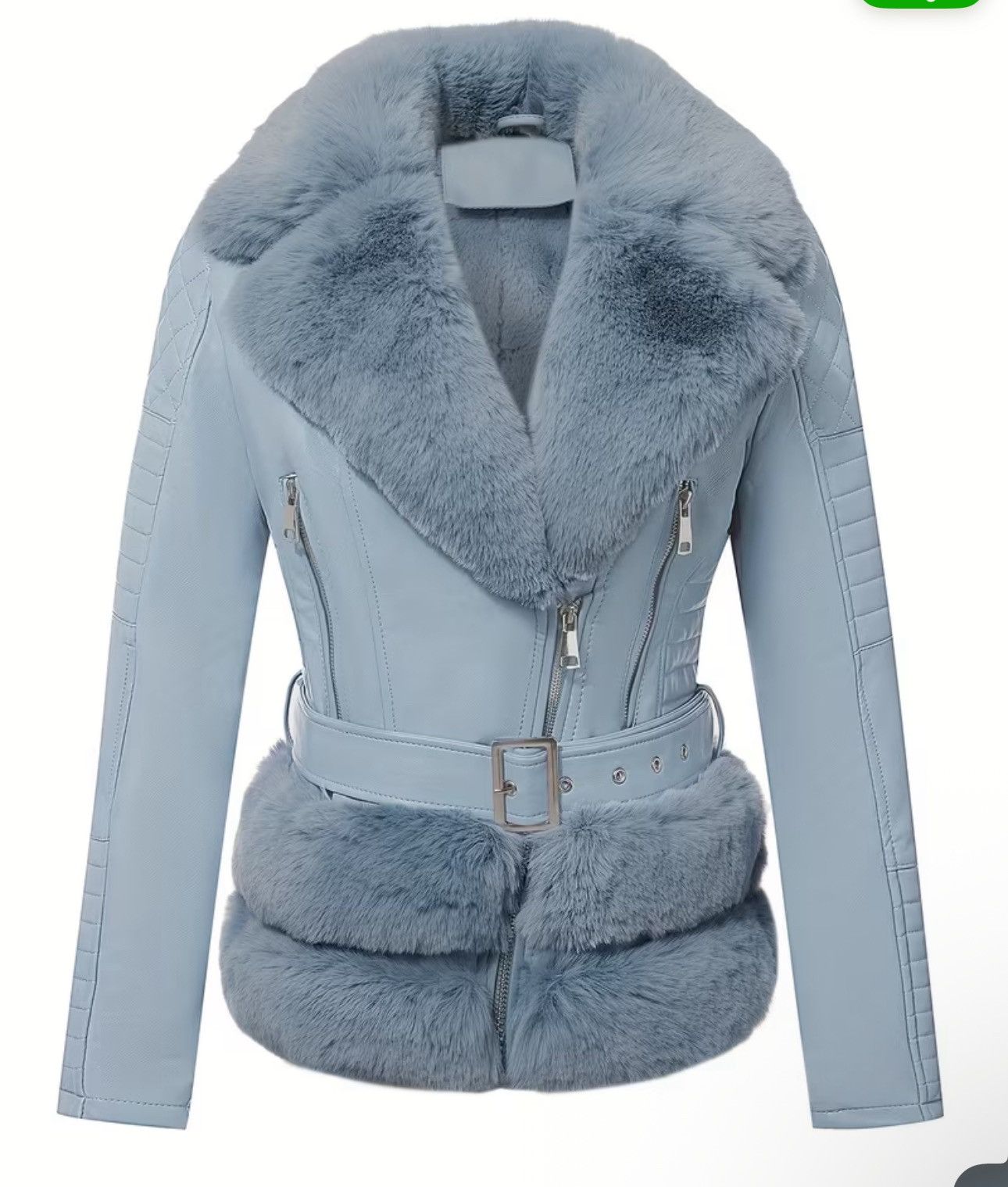 Shein Light Blue Faux Leather Jacket Size S / US 4 / IT 40 - 1 Thumbnail