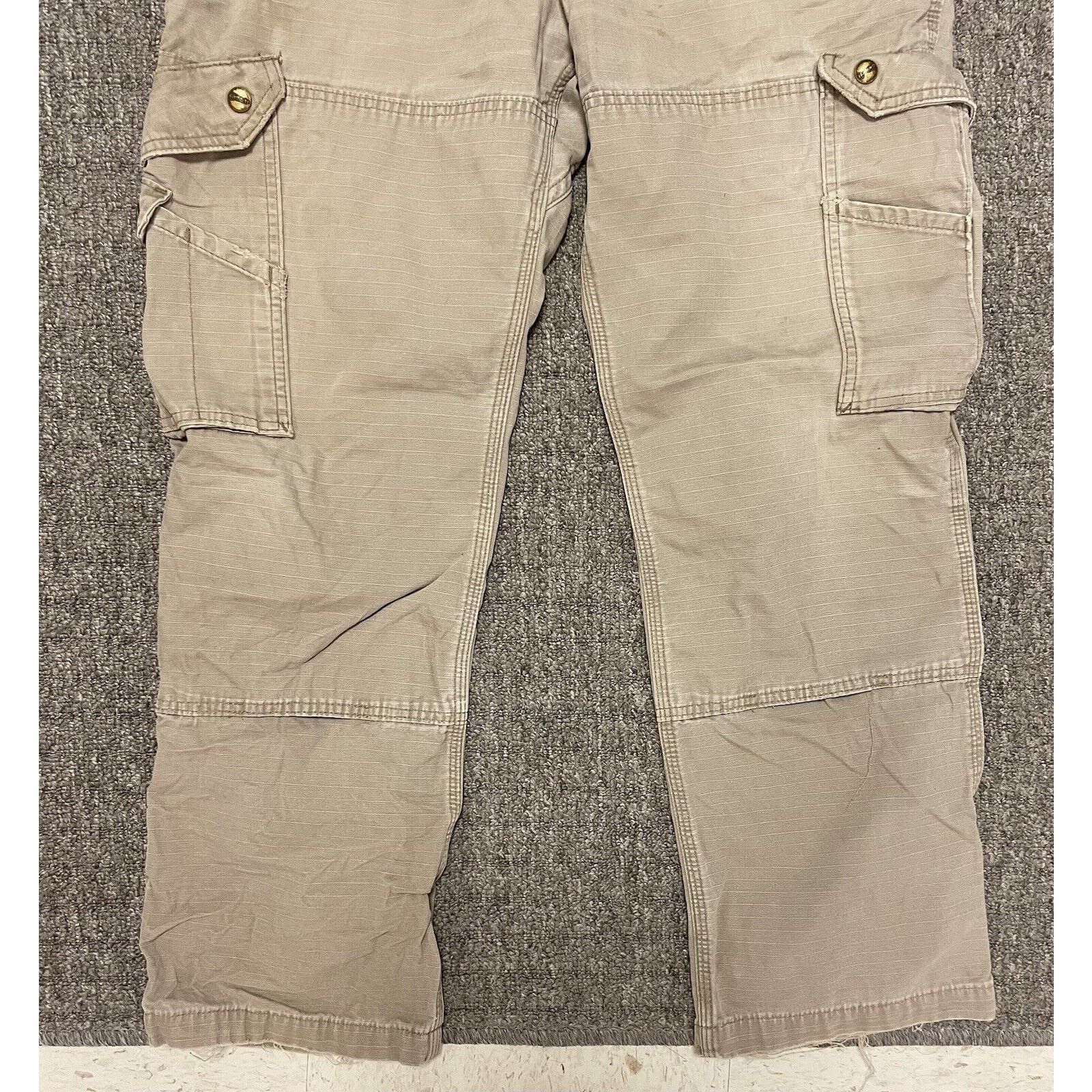 Carhartt × Vintage Carhartt Double Knee Cargo Pants 35x30 Tan Baggy Fit Skater Size US 35 - 2 Thumbnail