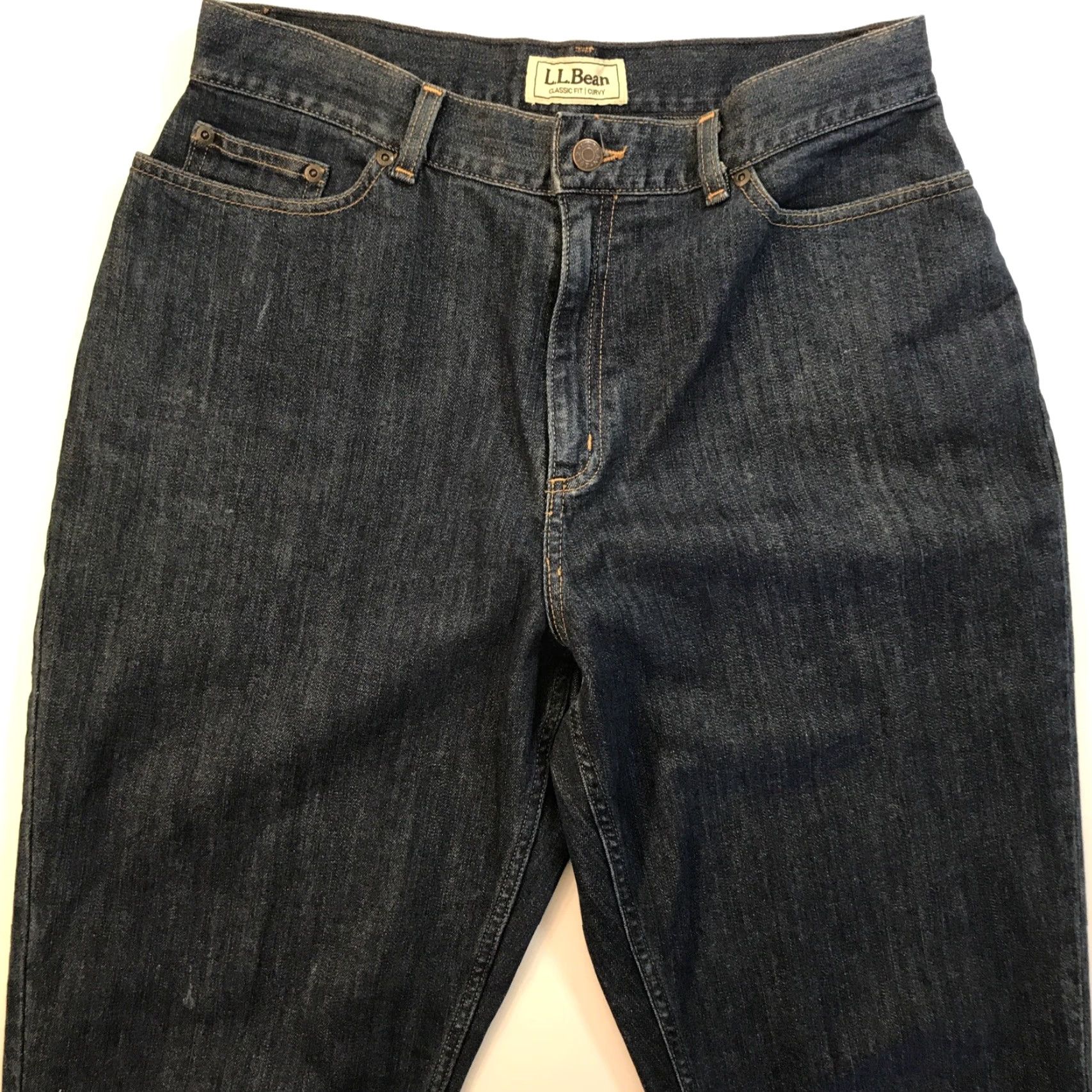Vintage L.L. Bean Women's Classic Fit Curvy Jeans Dark Wash Size 12 Regular Outdoor Hiking Size 34" / US 12 / IT 48 - 2 Thumbnail