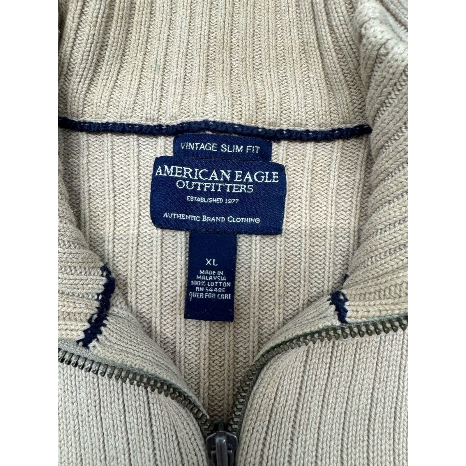 American Eagle Outfitters American Eagle Outfitters Mens Fit 1/4 Zip Sweater XL Tan Size US XL / EU 56 / 4 - 7 Thumbnail