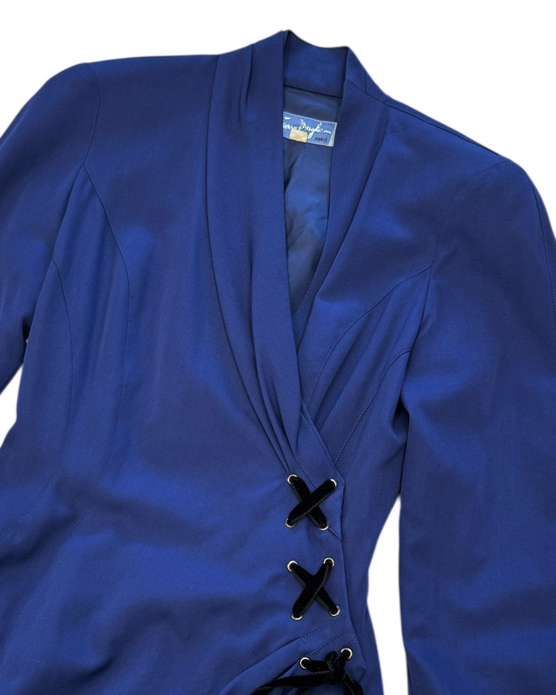 Thierry Mugler Thierry Mugler 80s Ribbon Detail Padded Shoulder One Piece Size XXS / US 00 / IT 34 - 5 Thumbnail