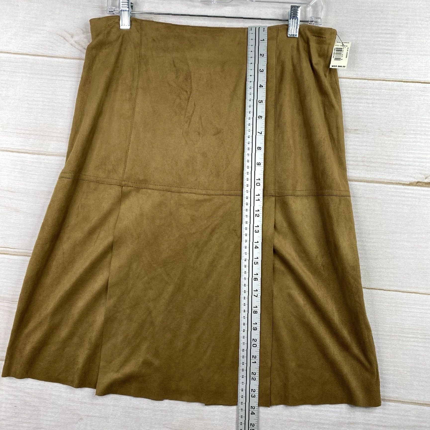Vintage VINTAGE Max Studio Skirt Womens L Brown Faux Suede Pencil Pull On Stretch NWT Knee Length 90s Size 36" / US 14 / IT 50 - 4 Thumbnail