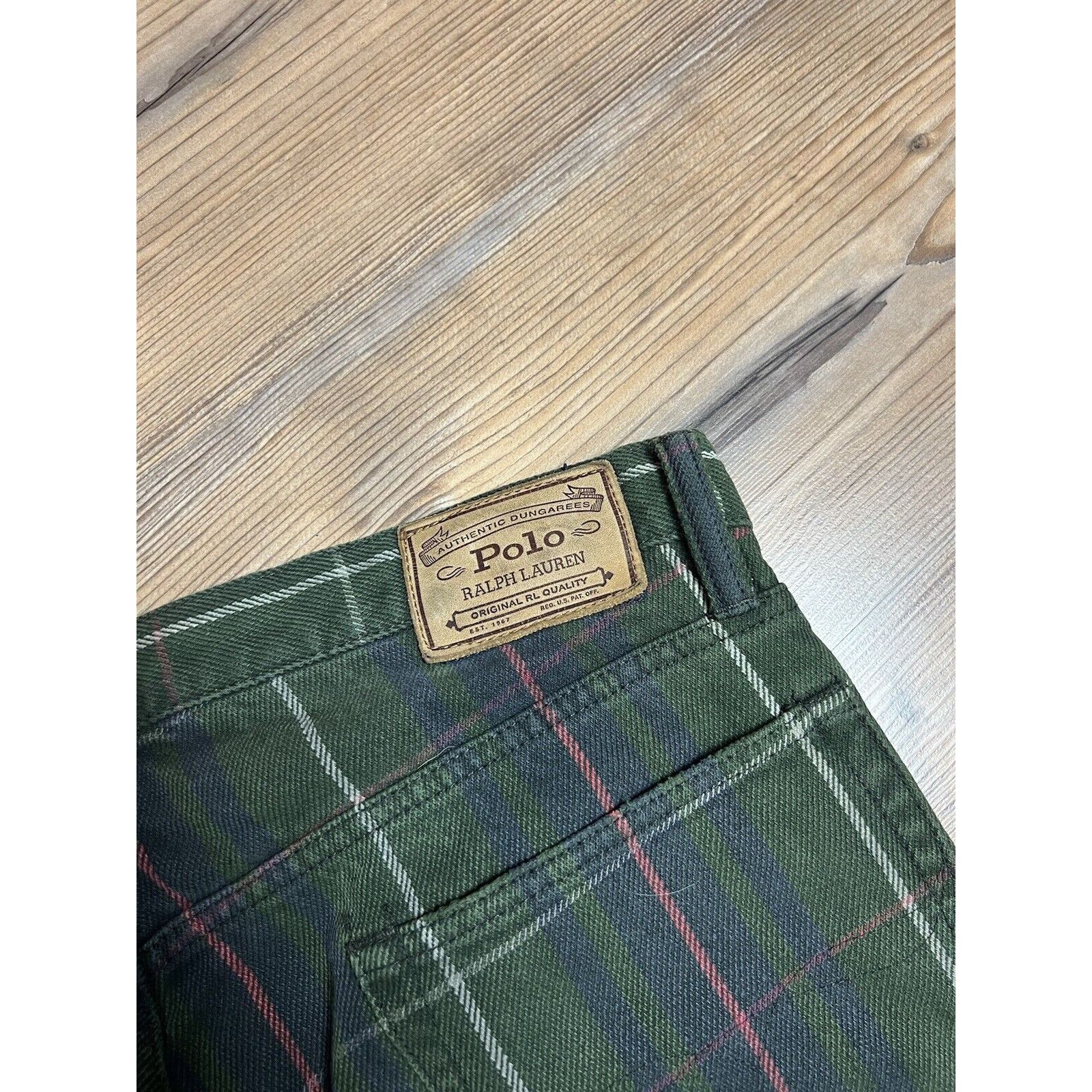 Ralph Lauren Polo Ralph Lauren Dungarees Green Checked Denim Pants Size 3 Size US 34 / EU 50 - 8 Thumbnail