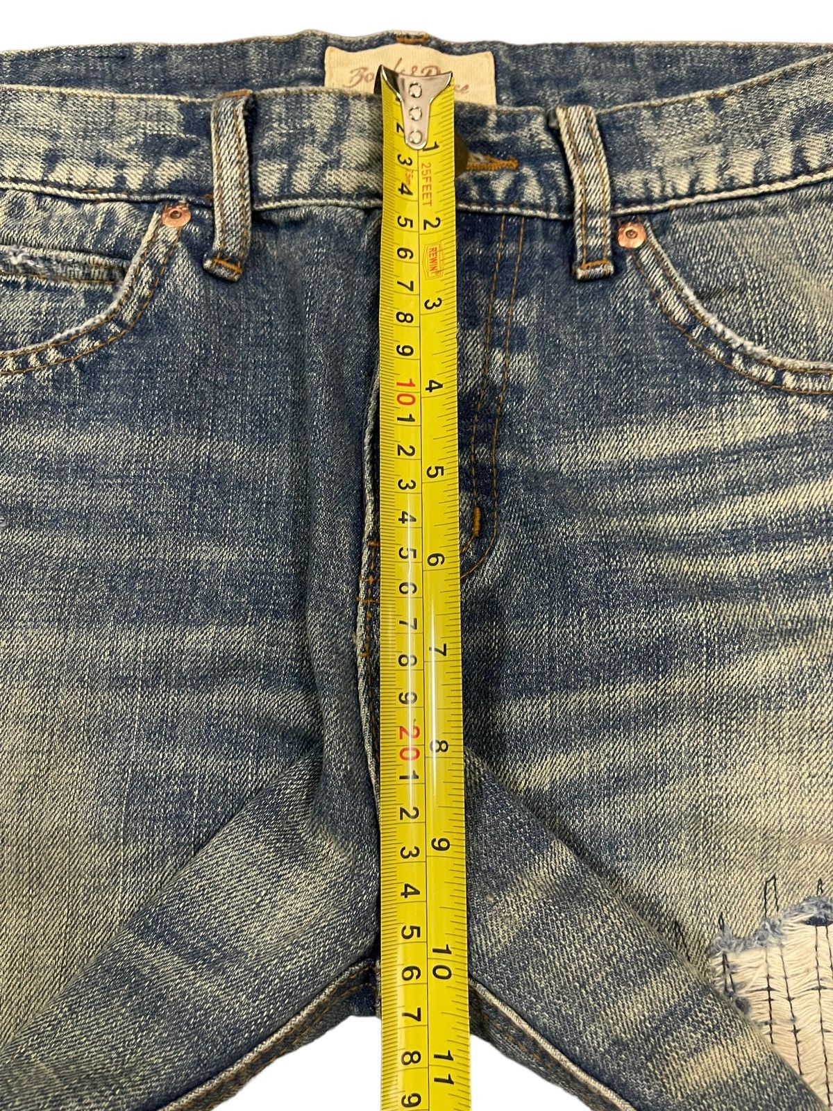 If Six Was Nine Vintage Japan Brand Blue Wash Distress Sashiko Style Jeans Size US 31 - 13 Thumbnail