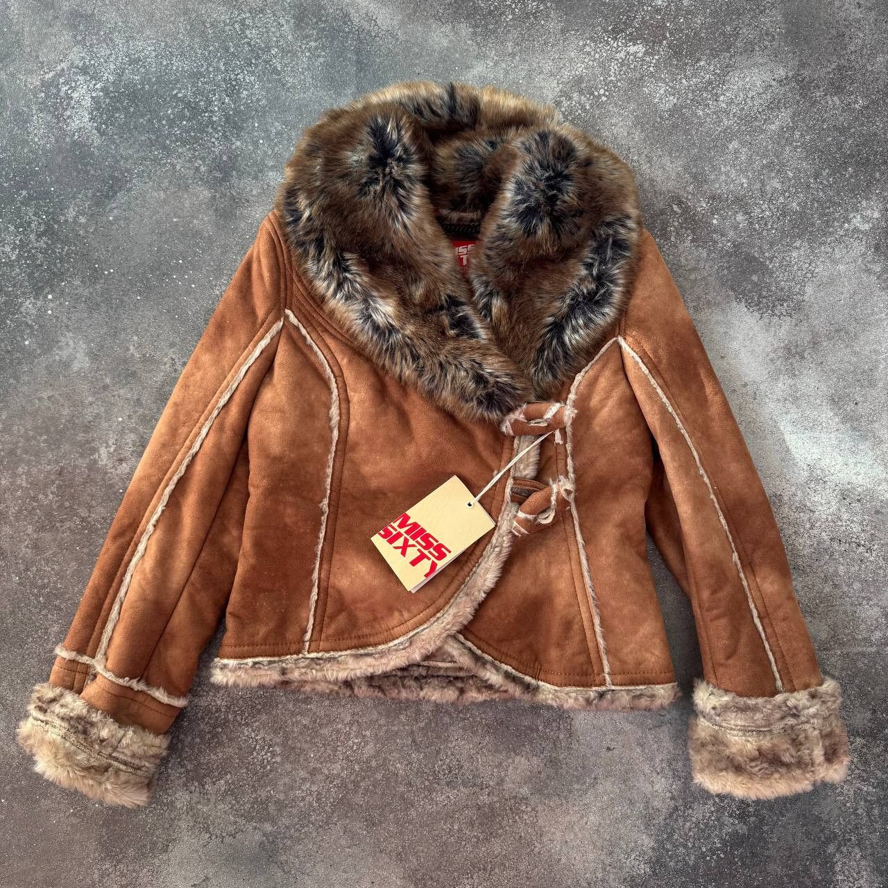 Miss Sixty Y2K Vintage Faux Fur Washed Sheepskin Jacket