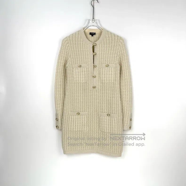 Chanel Chanel Beige silver glitter pearl button long sweater Size XXS / US 00 / IT 34 - 3 Thumbnail