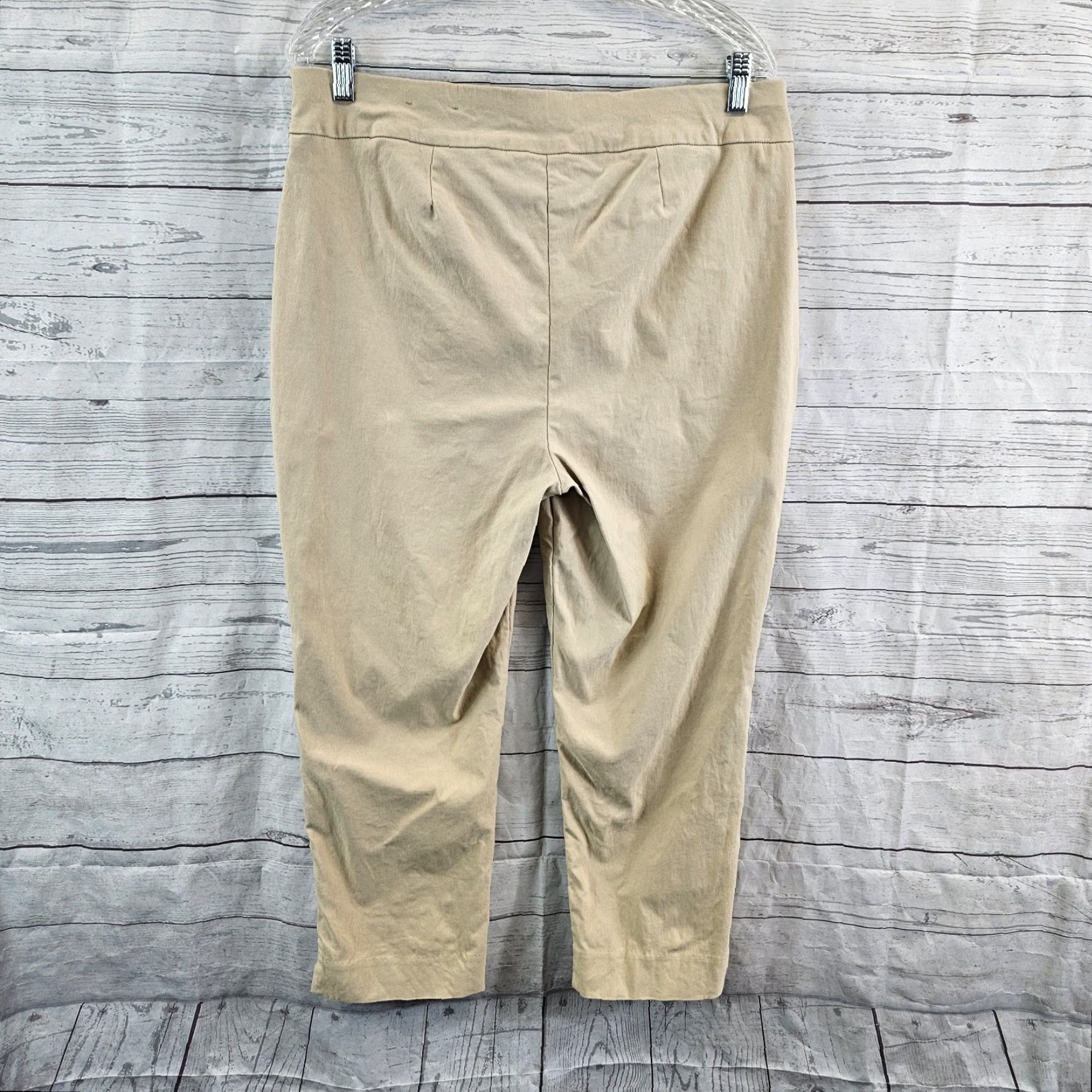 Vintage VINTAGE Chicos Womens Cropped Pants Sz 12 Beige Pull On High Rise Rayon Blend Size 34" / US 12 / IT 48 - 3 Thumbnail