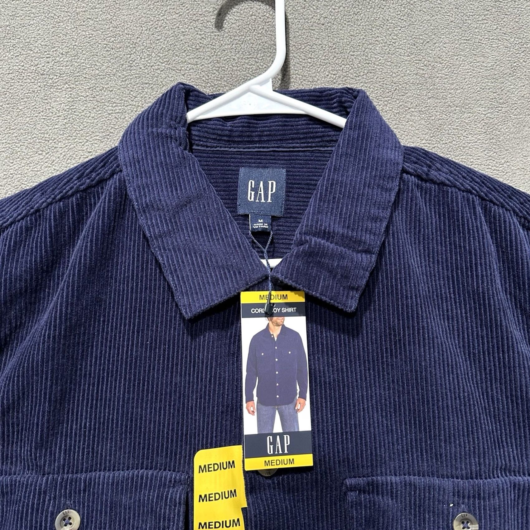 Gap Gap Shirt Mens Medium Navy Blue Corduroy Long Sleeve Button Up NWT Size US M / EU 48-50 / 2 - 3 Thumbnail