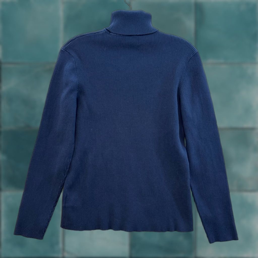 Ralph Lauren VINTAGE Lauren Ralph Lauren Turtleneck Sweater XL Large Blue Rib Knit Logo Mens? Womens? Size XL / US 12-14 / IT 48-50 - 1 Thumbnail