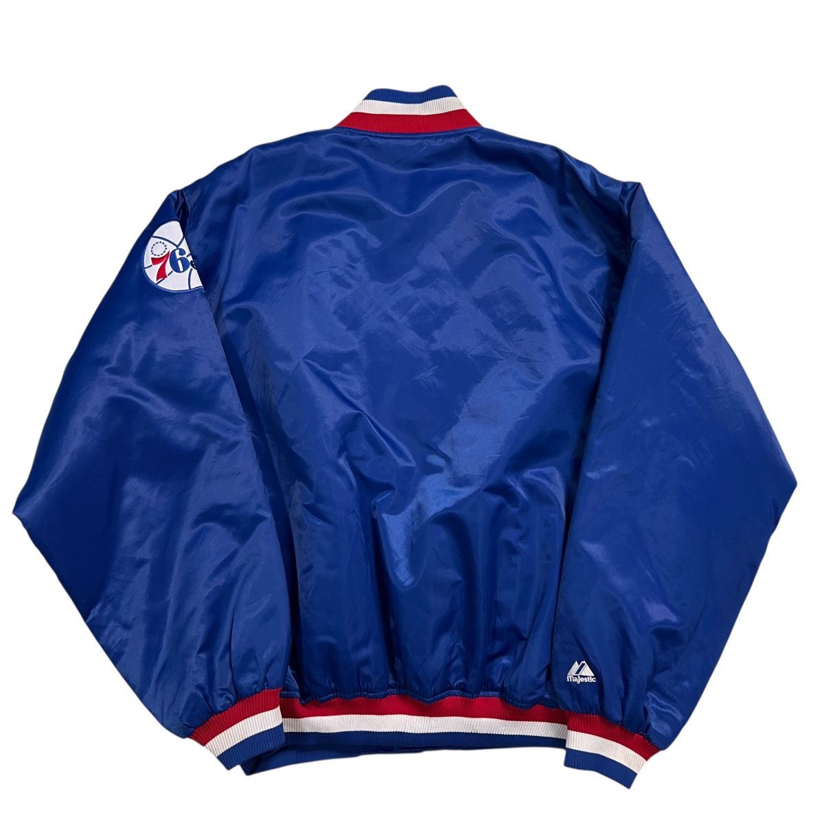 Majestic 🔥 Vintage NBA 76ers Sixers Majestic Satin Bomber Jacket Size US XXL / EU 58 / 5 - 2 Thumbnail