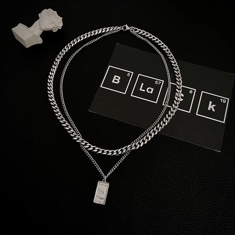 Jewelry × Vintage Fashion Eros Venus Double Layer Cuban Chain Pendant Necklace Size ONE SIZE - 4 Thumbnail