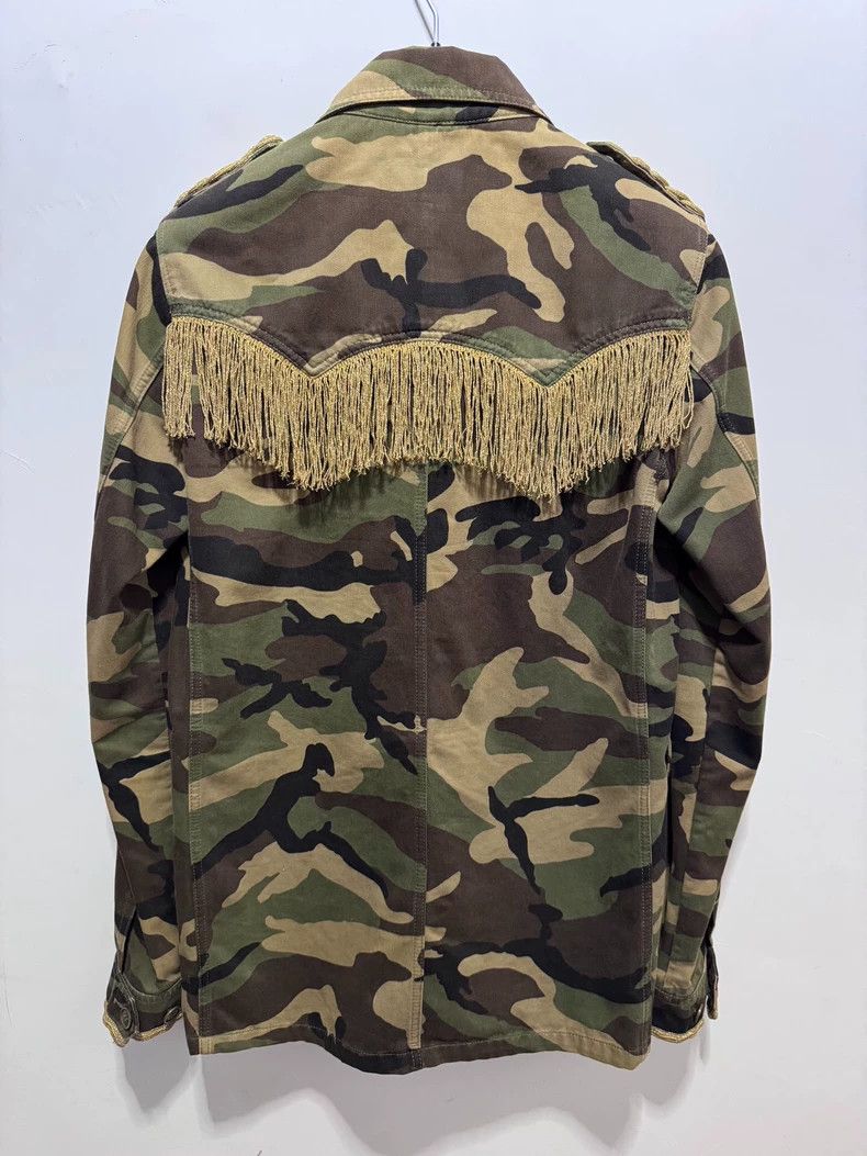 Yves Saint Laurent Saint Laurent 15SS Gold Thread Fringed Camo Jacket 2502-Ne Size US S / EU 44-46 / 1 - 2 Thumbnail