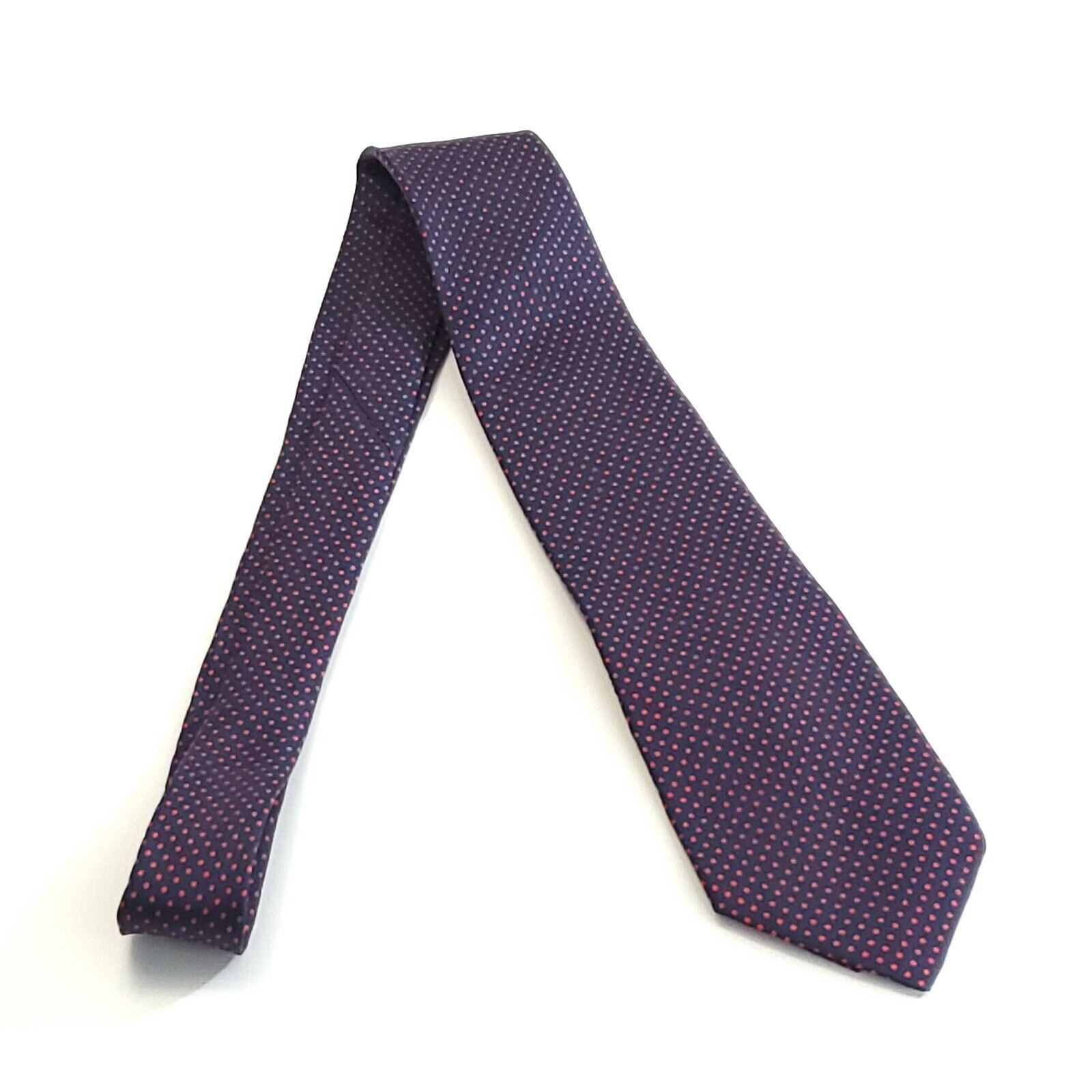 Stafford Stafford Silk Tie Blue Polka Dot Print Red Skinny Size ONE SIZE - 6 Thumbnail