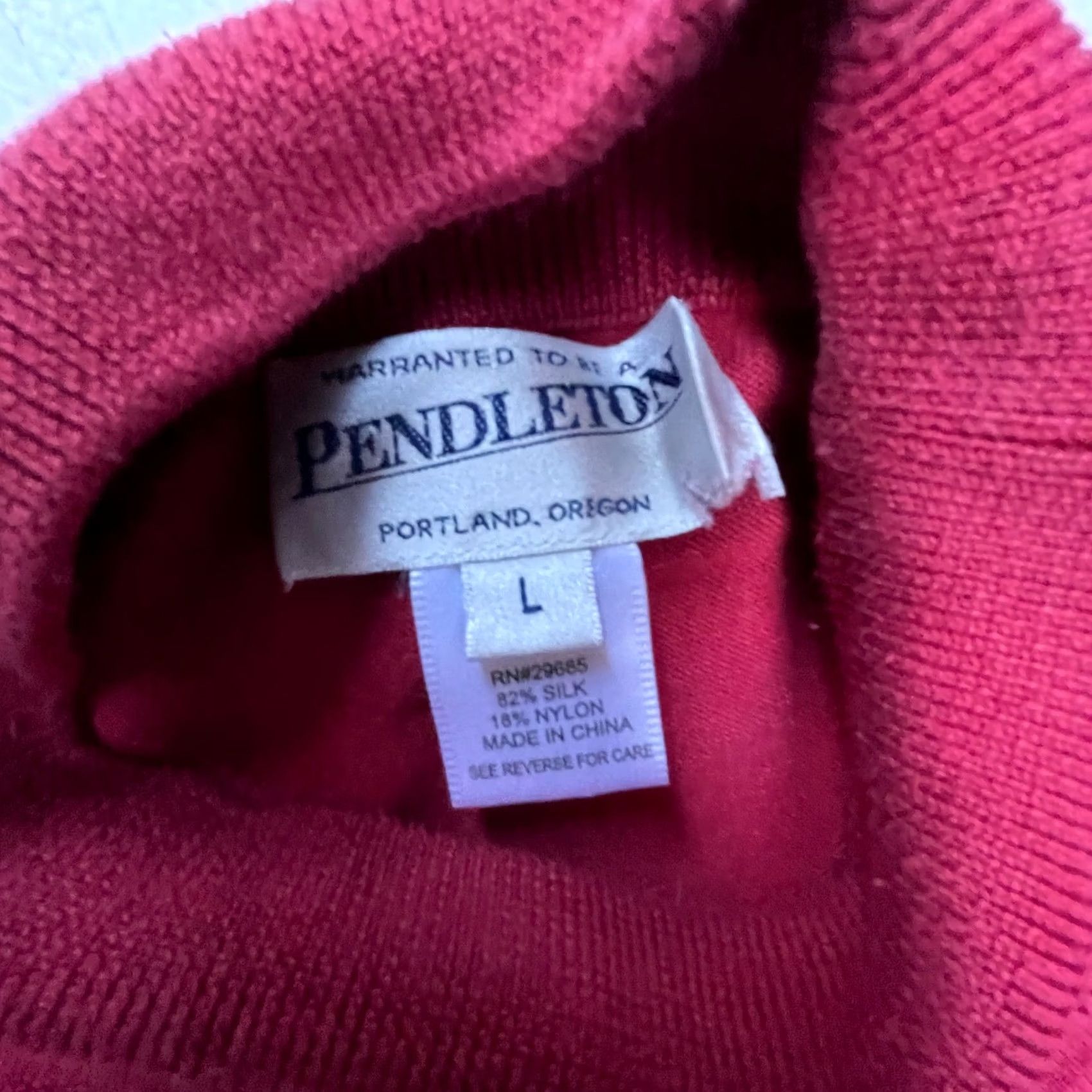 Pendleton Pendleton Women Sweater Red Large Mock Neck Long Sleeve Silk Blend Pullover Knit Size L / US 10 / IT 46 - 5 Thumbnail