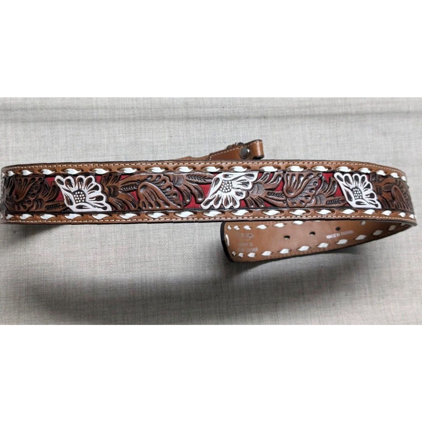 Vintage VINTAGE Nocona belt Western belt Buckle 32 brown floral cowhide leather Size 32 - 3 Thumbnail