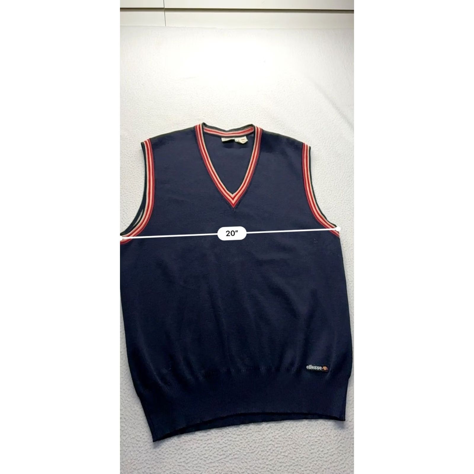 Ellesse VINTAGE Ellesse Mens Wool V-Neck Sweater Vest L Navy Wool Vest Mens L Size US L / EU 52-54 / 3 - 8 Thumbnail