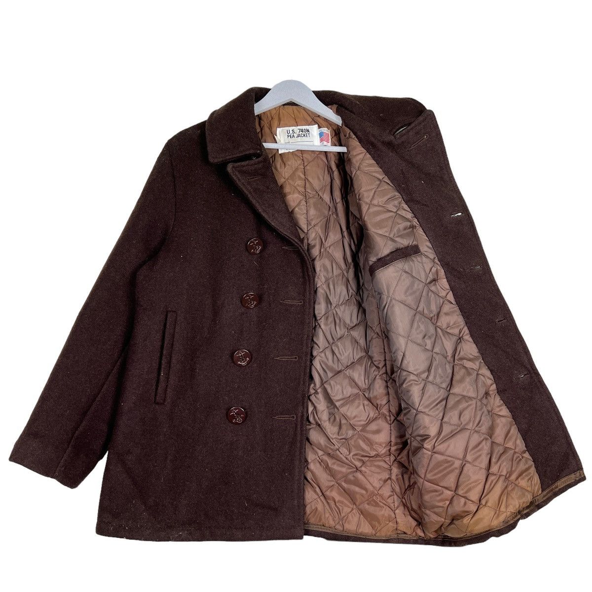 Schott 🔥 RICH BROWN SCHOTT NAVY PEACOAT MADE IN USA Size US M / EU 48-50 / 2 - 9 Thumbnail