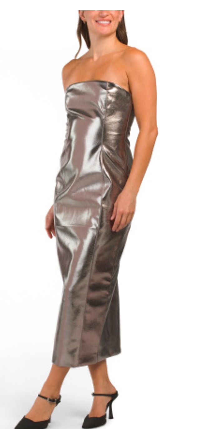7 For All Mankind 7 FOR ALL MANKIND Metallic Bustier Strapless Midi Dress S Size S / US 4 / IT 40 - 1 Thumbnail