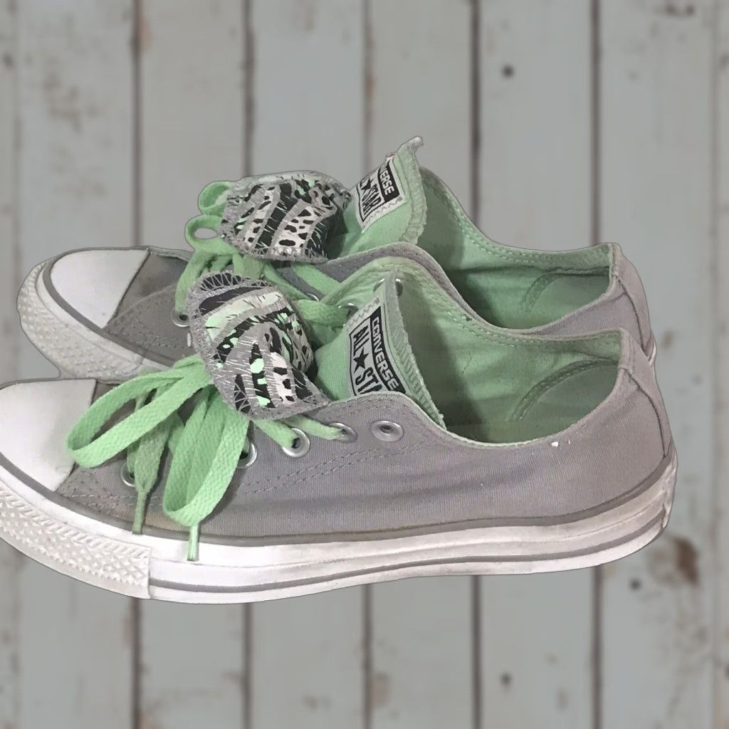 Converse VINTAGE Converse All Star Low Top Sneakers Women’s Size 8 Gray Mint String Casual Athletic Size M / US 6-8 / IT 42-44 - 1 Thumbnail