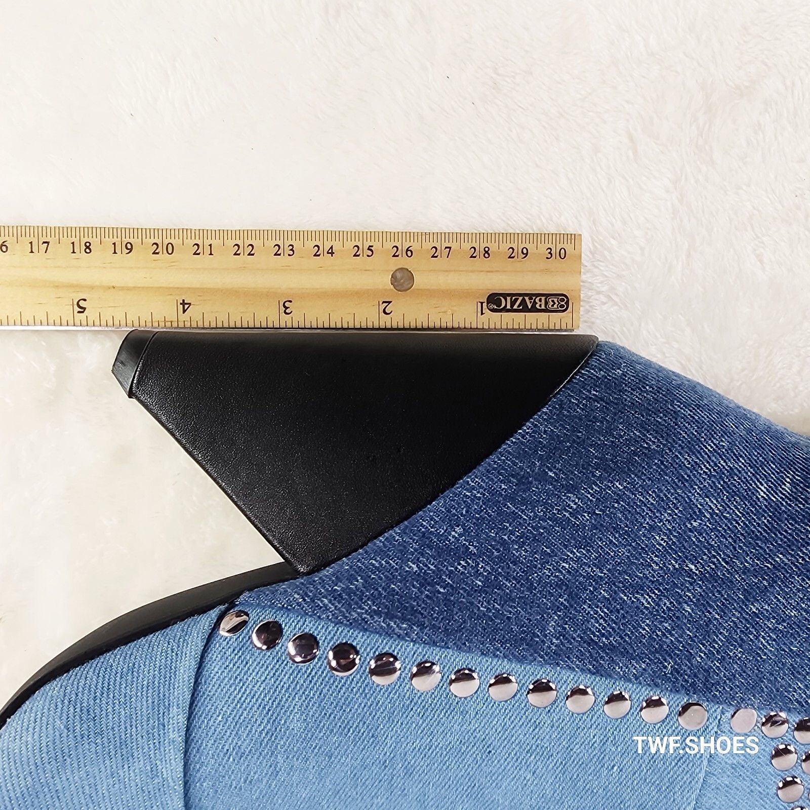 Other Western Flare Denim Boots Cone Heels Button Studs OTK Pull O Size US 8 / IT 38 - 4 Thumbnail