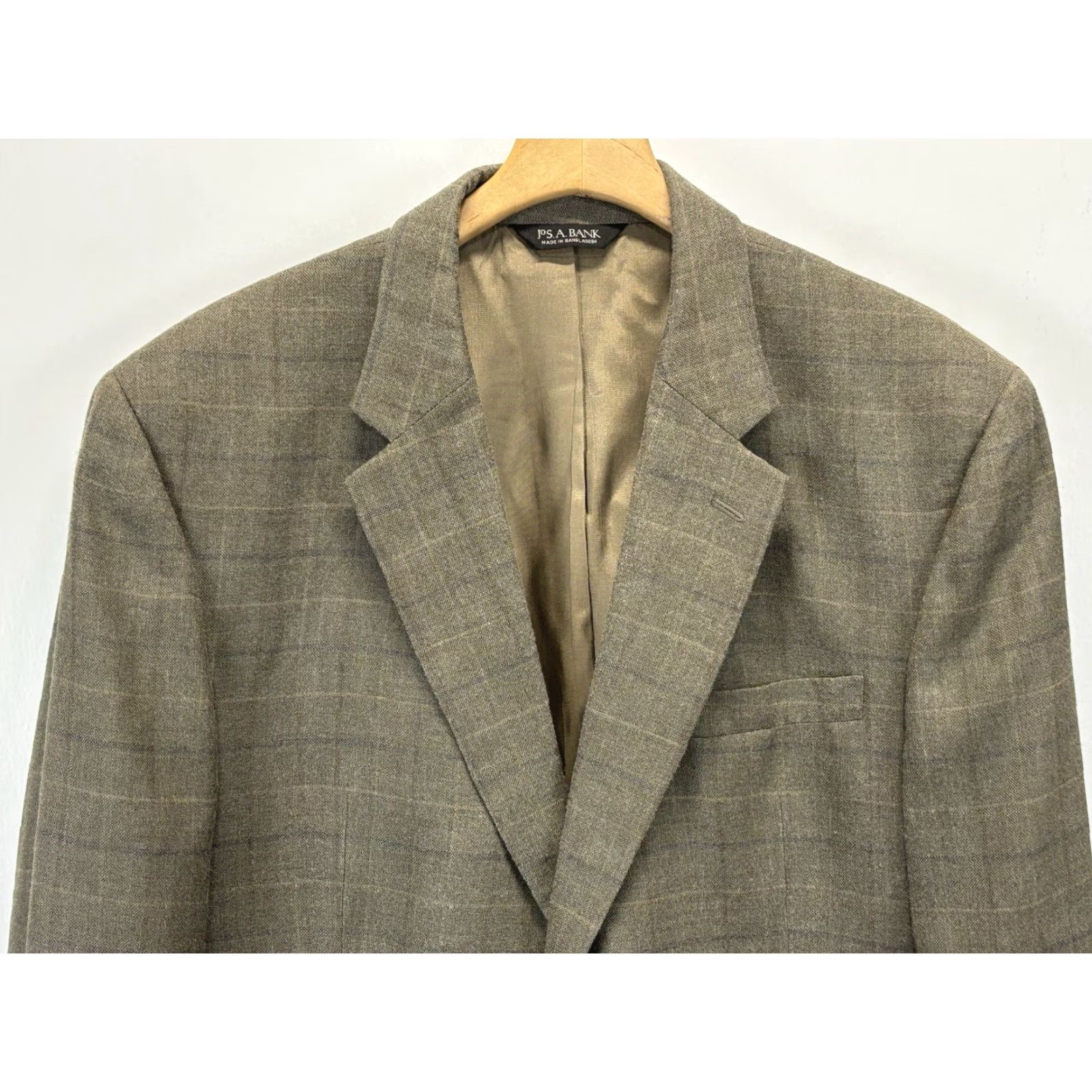 Jos. A. Bank JOS. A. BANK Reserve Sport Coat Blazer Mens Regular 46R Brown Plaid Silk Wool Classic Tailored Size 46R - 2 Thumbnail