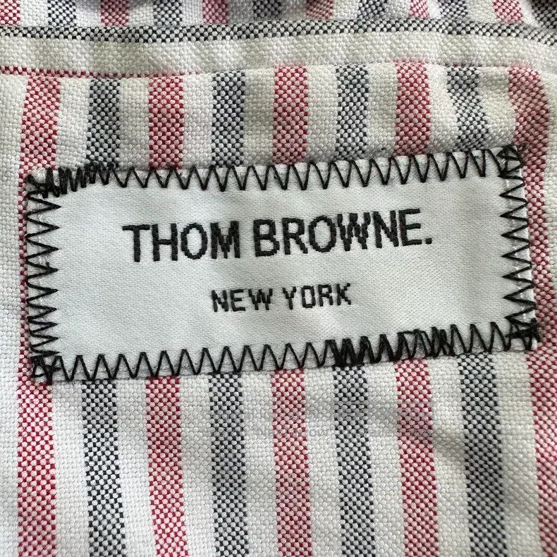 Other Thom Browne Dark Blue Striped Leather Sleeve Patch Basebal Size US M / EU 48-50 / 2 - 6 Thumbnail