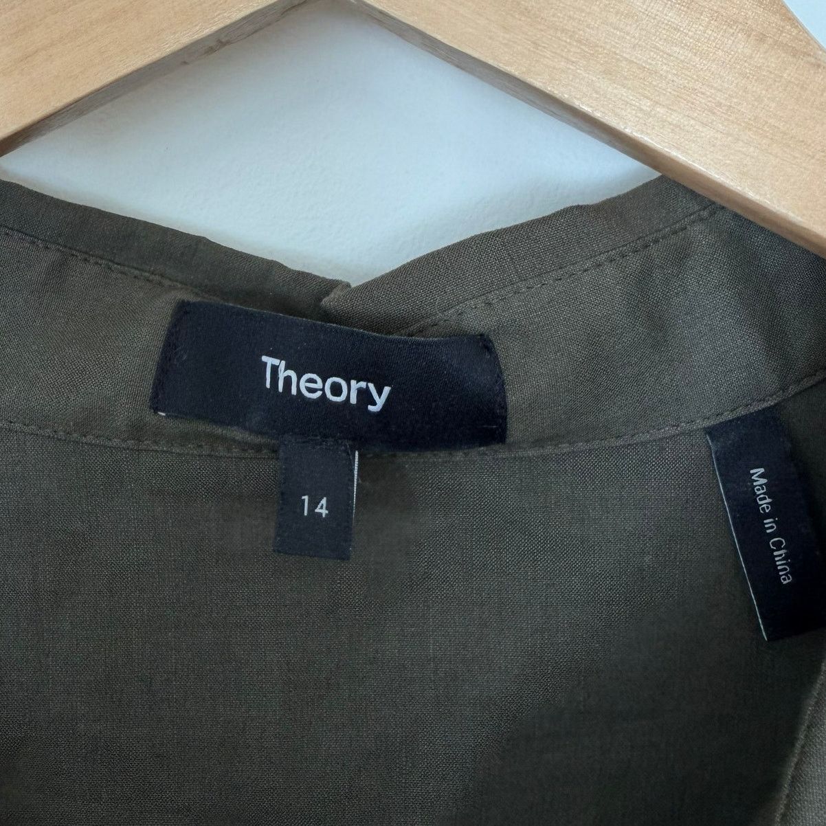 Theory Theory Green Linen Blend Short Sleeve Shirt Dress Sz 14 Size XL / US 12-14 / IT 48-50 - 2 Thumbnail