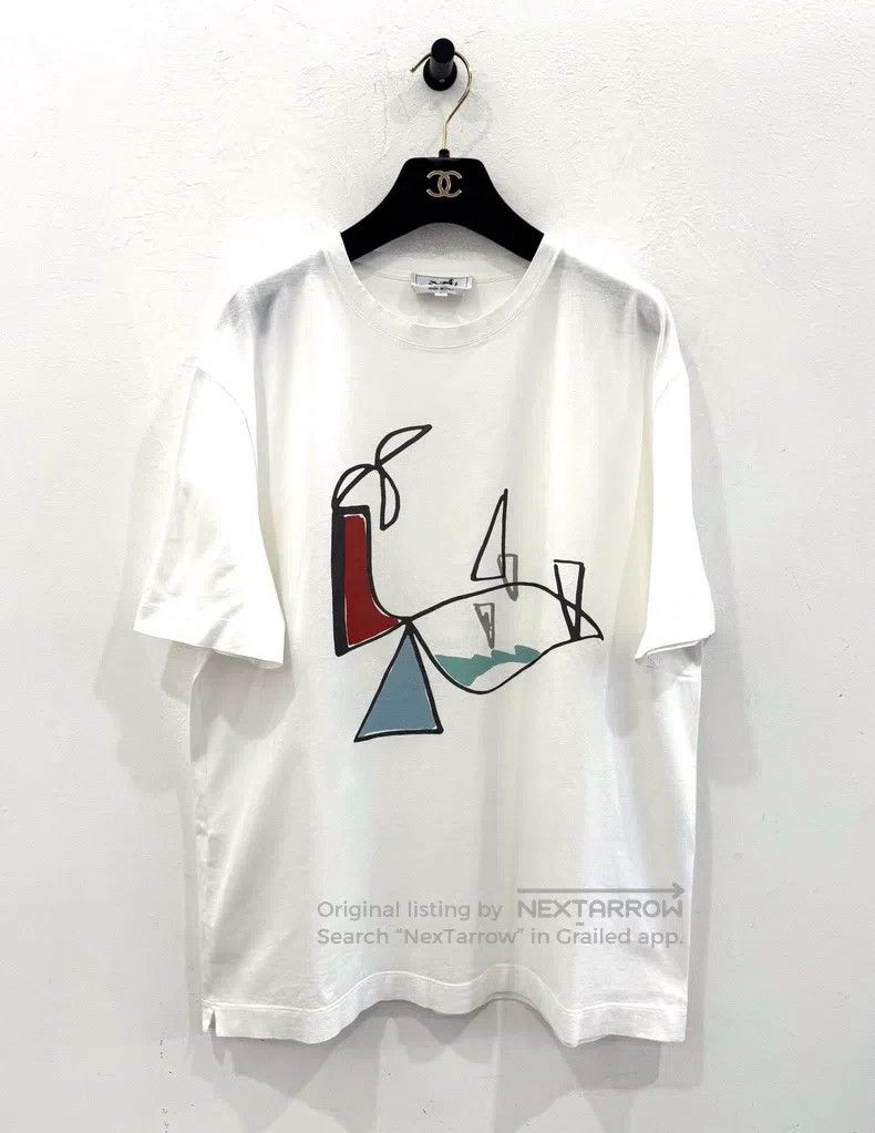 Hermes Hermes Sailboat Printed White Men's Short Sleeve Tee Size US L / EU 52-54 / 3 - 1 Thumbnail