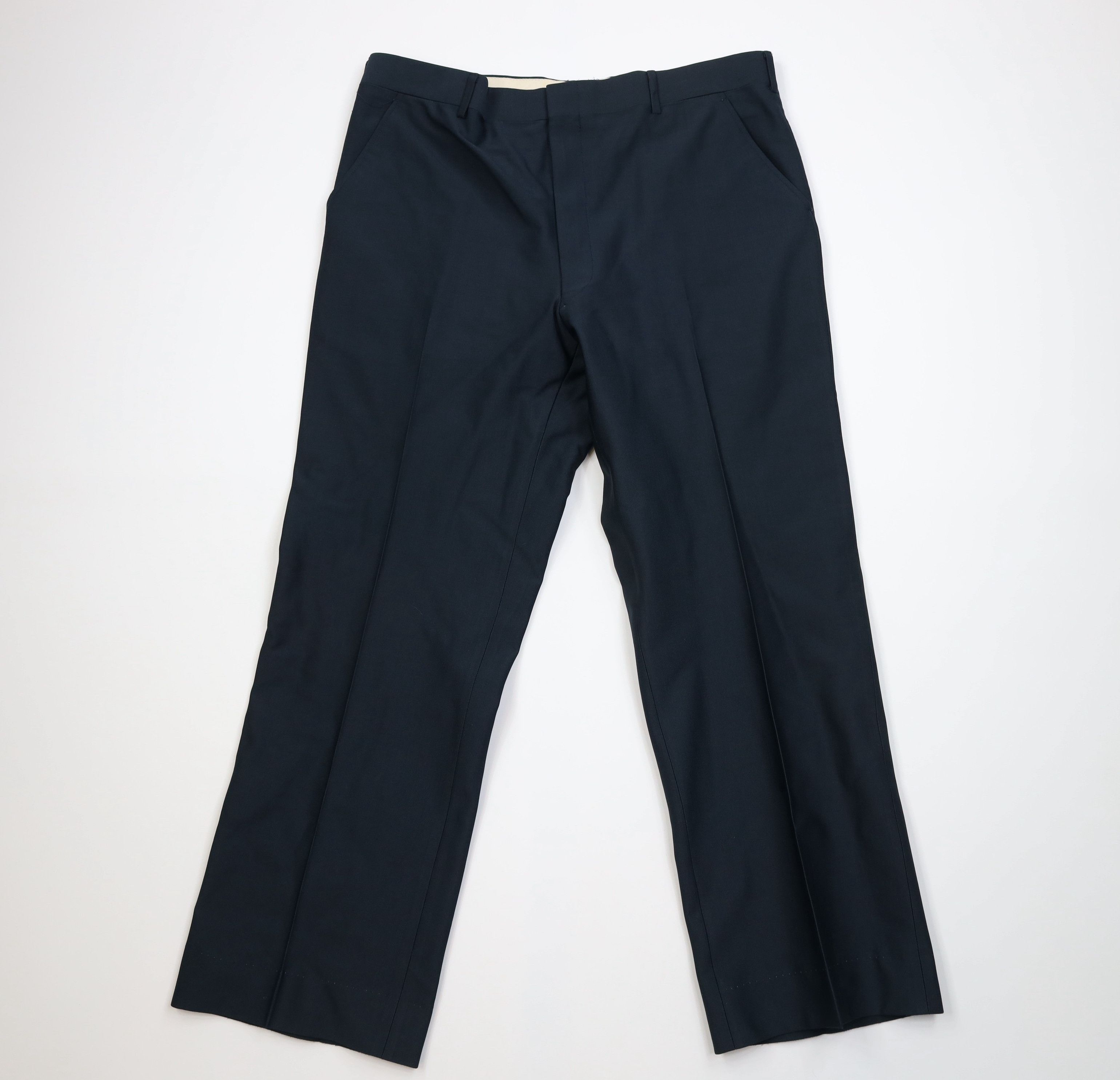 Vintage Vintage 70s Streetwear Flared Wide Leg Chino Pants Navy Blue Size US 36 / EU 52 - 1 Thumbnail