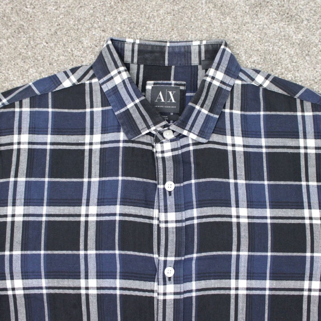 Armani Exchange A/X Armani Exchange Shirt Mens Large Blue/Gray Plaid Regular Fit Cotton L/S Size US L / EU 52-54 / 3 - 6 Thumbnail